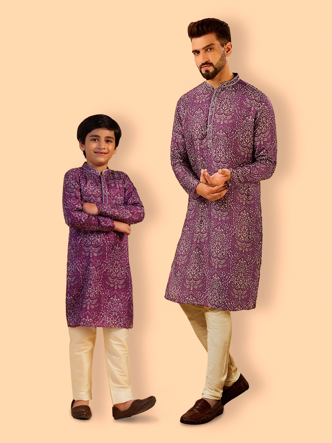 

KISAH Ethnic Motifs Printed Straight Kurta With Churidar, Magenta