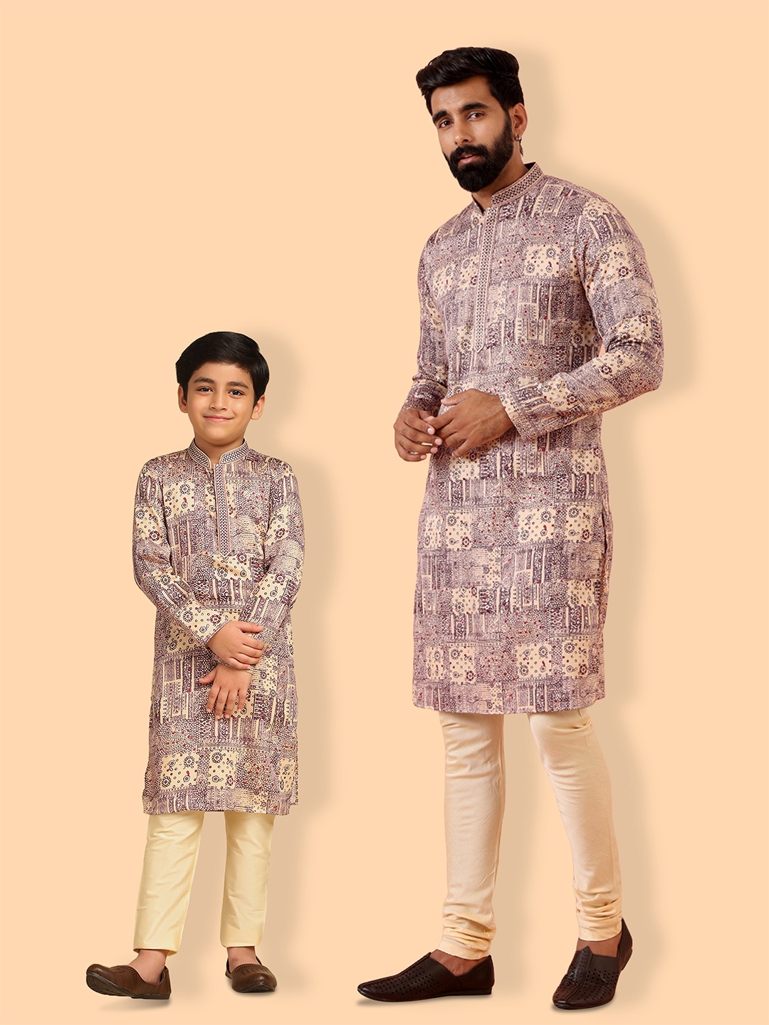 

KISAH Boys Ethnic Motifs Printed Straight Kurta With Pyjama, Magenta