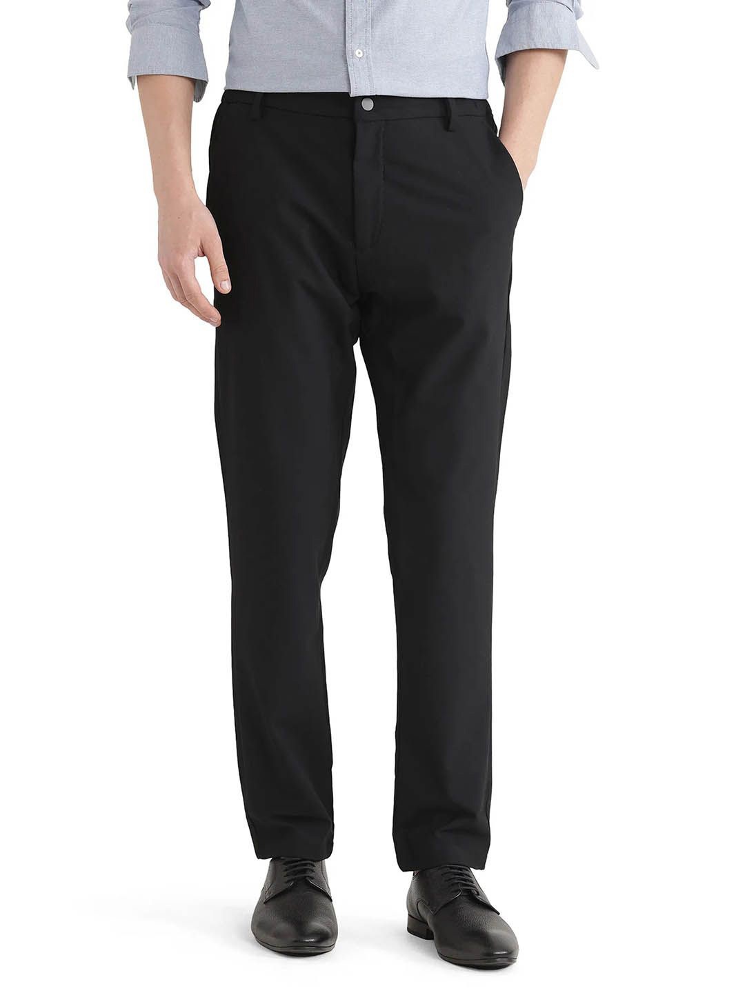 

RARE RABBIT Men Tailored Chinos Trousers, Black