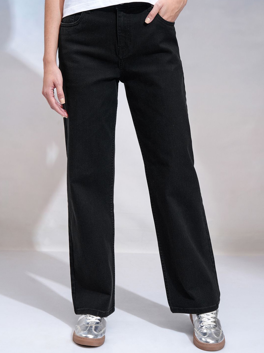 

Basics By Tokyo Talkies Women High Rise Traight Fit Jeans, Black