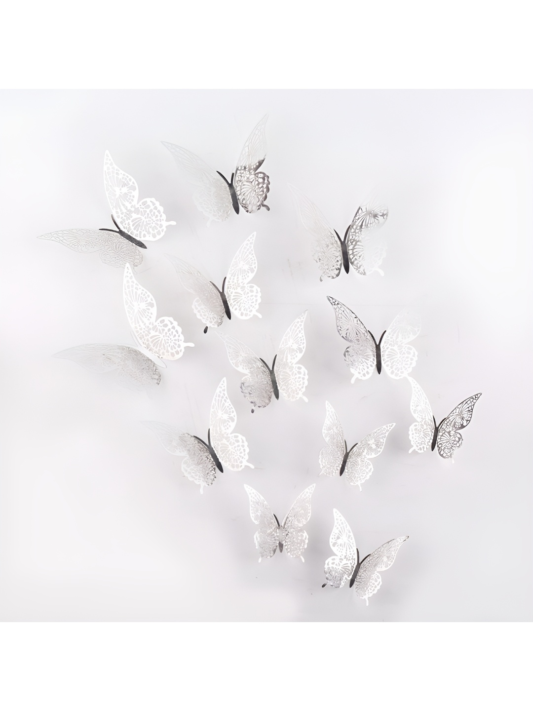 

Jaamso Royals Silver Toned 12 Pieces Grey Butterfly Wall Stickers