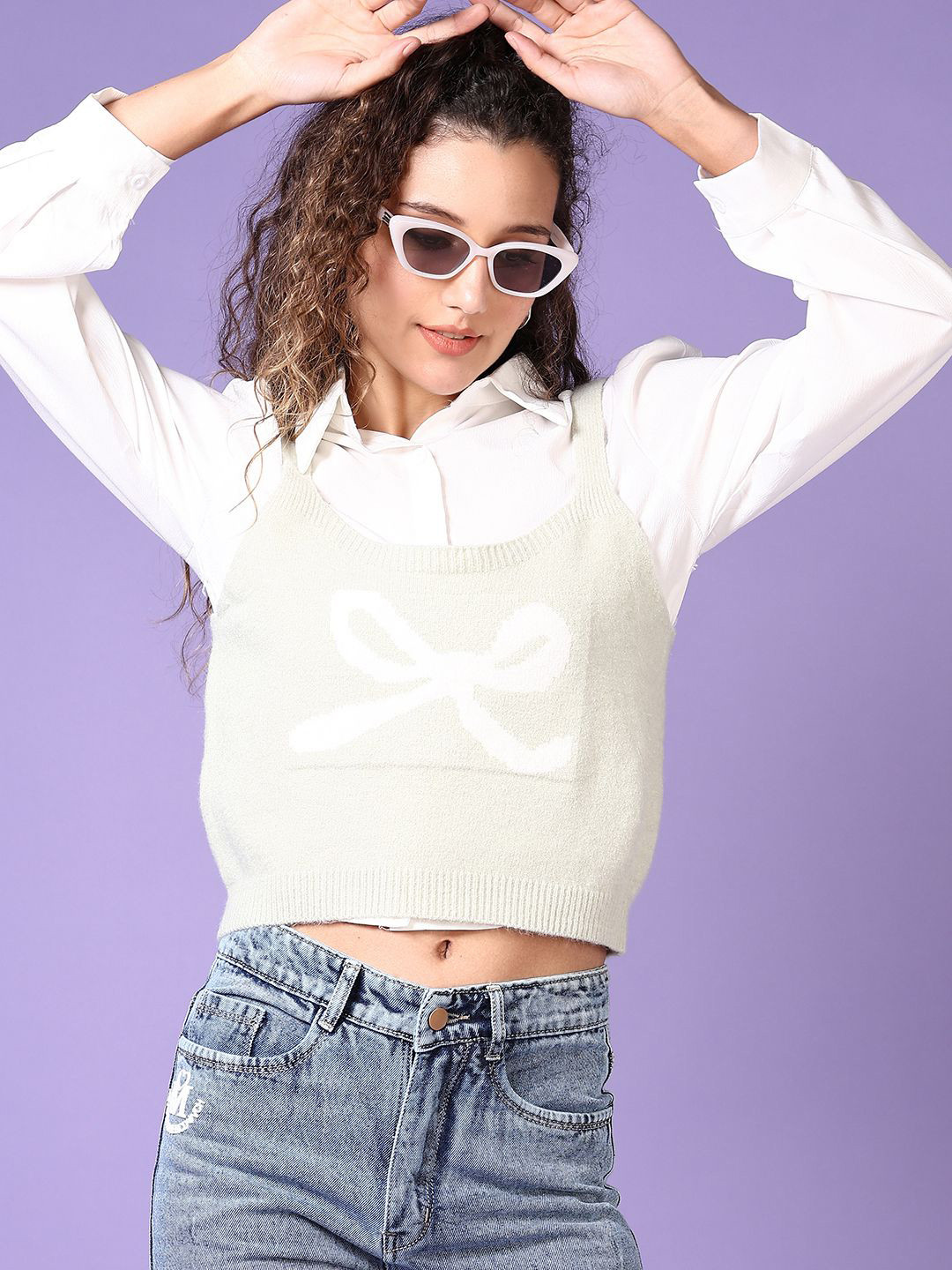 

V-Mart Women Round Neck Pullover, Cream