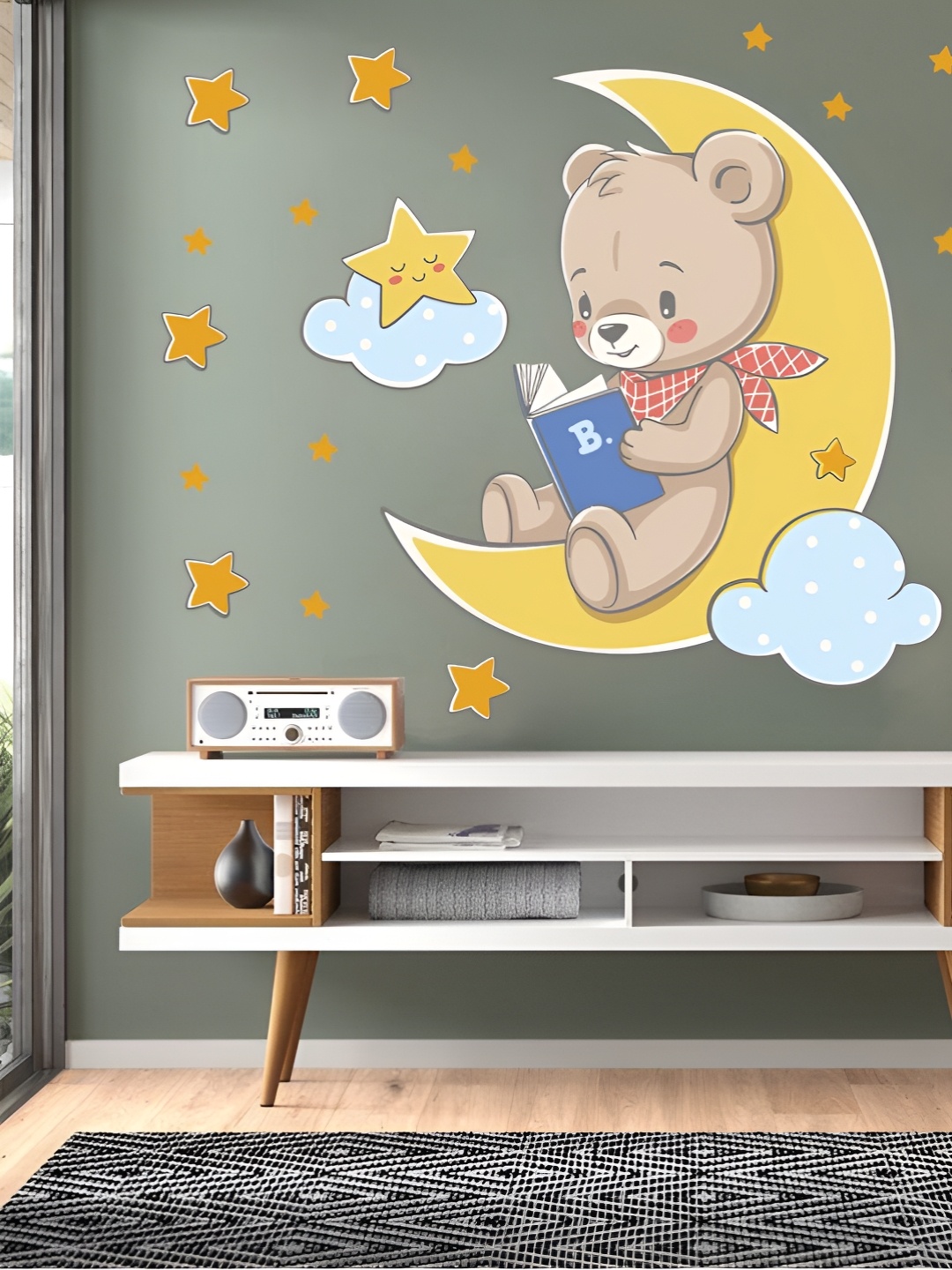 Jaamso Royals Yellow & Blue Other Printed Self Adhesive Wall Sticker
