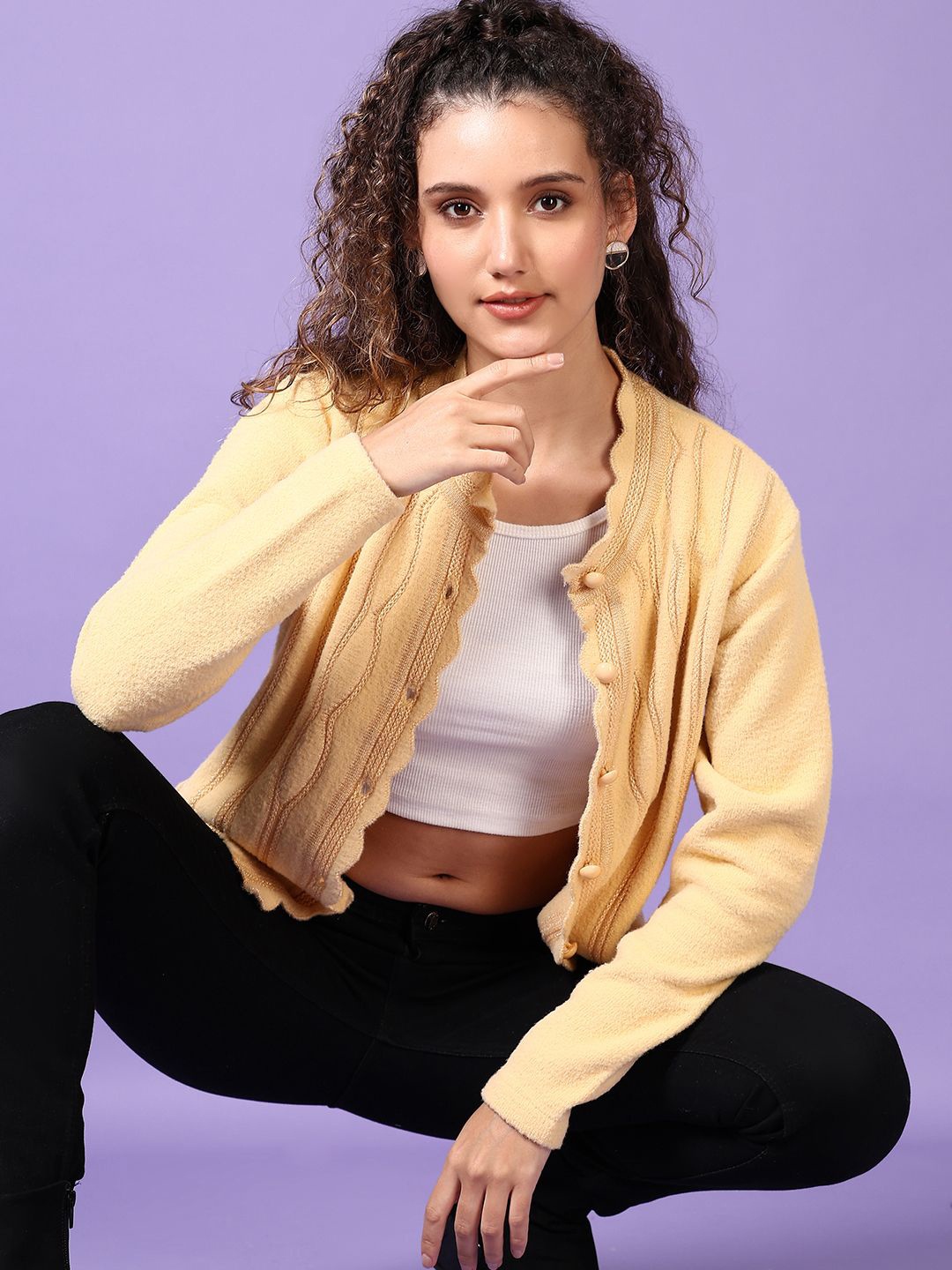 

V-Mart Women V-Neck Cardigan, Mustard