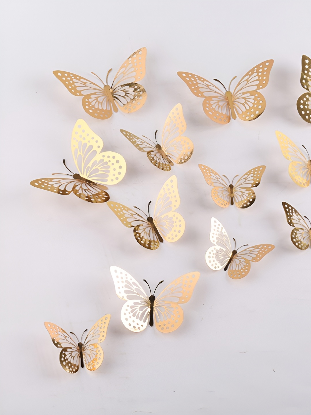 

Jaamso Royals Gold Toned 12 Pieces Glossy Waterproof Self Adhesive Butterfly Wall Stickers