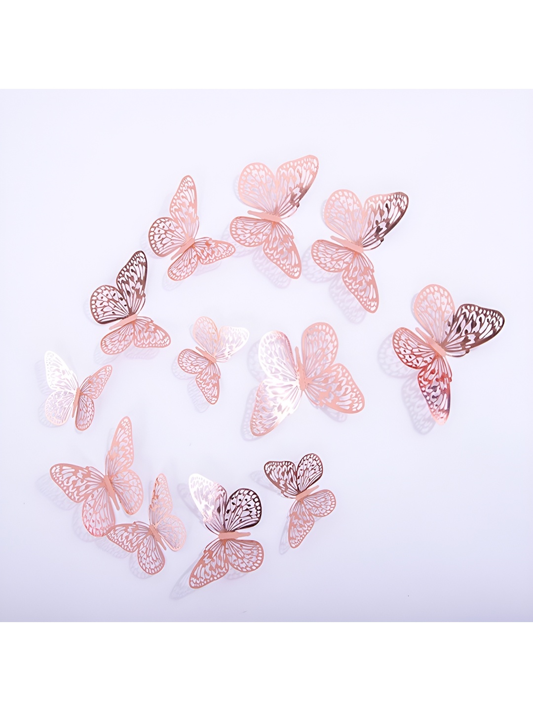 Jaamso Royals Brown 12 Pieces Birds And Animals Self Adhesive Wall Stickers, Rose gold