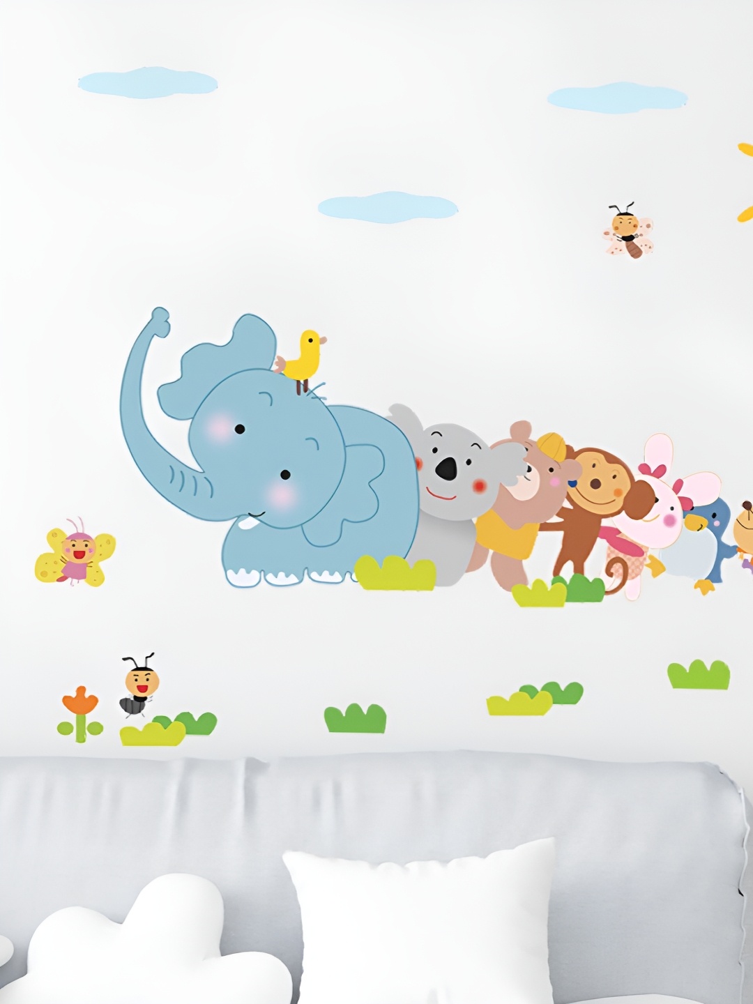 

Jaamso Royals Blue & Green Birds And Animals Printed Waterproof Wall Stickers