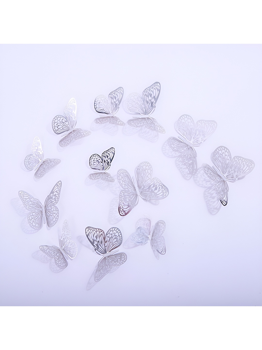 

Jaamso Royals Silver Toned 12 Pieces Textured Butterfly Wall Stickers