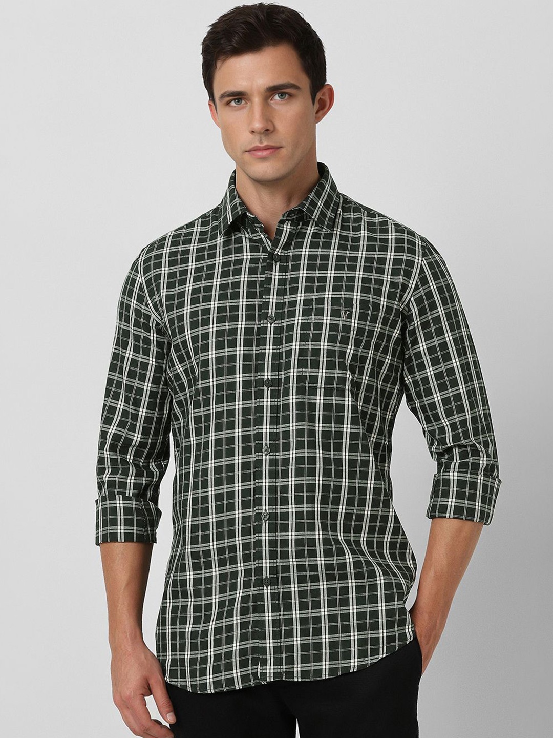 

Van Heusen Sport Men Checked Pure Cotton Casual Shirt, Green