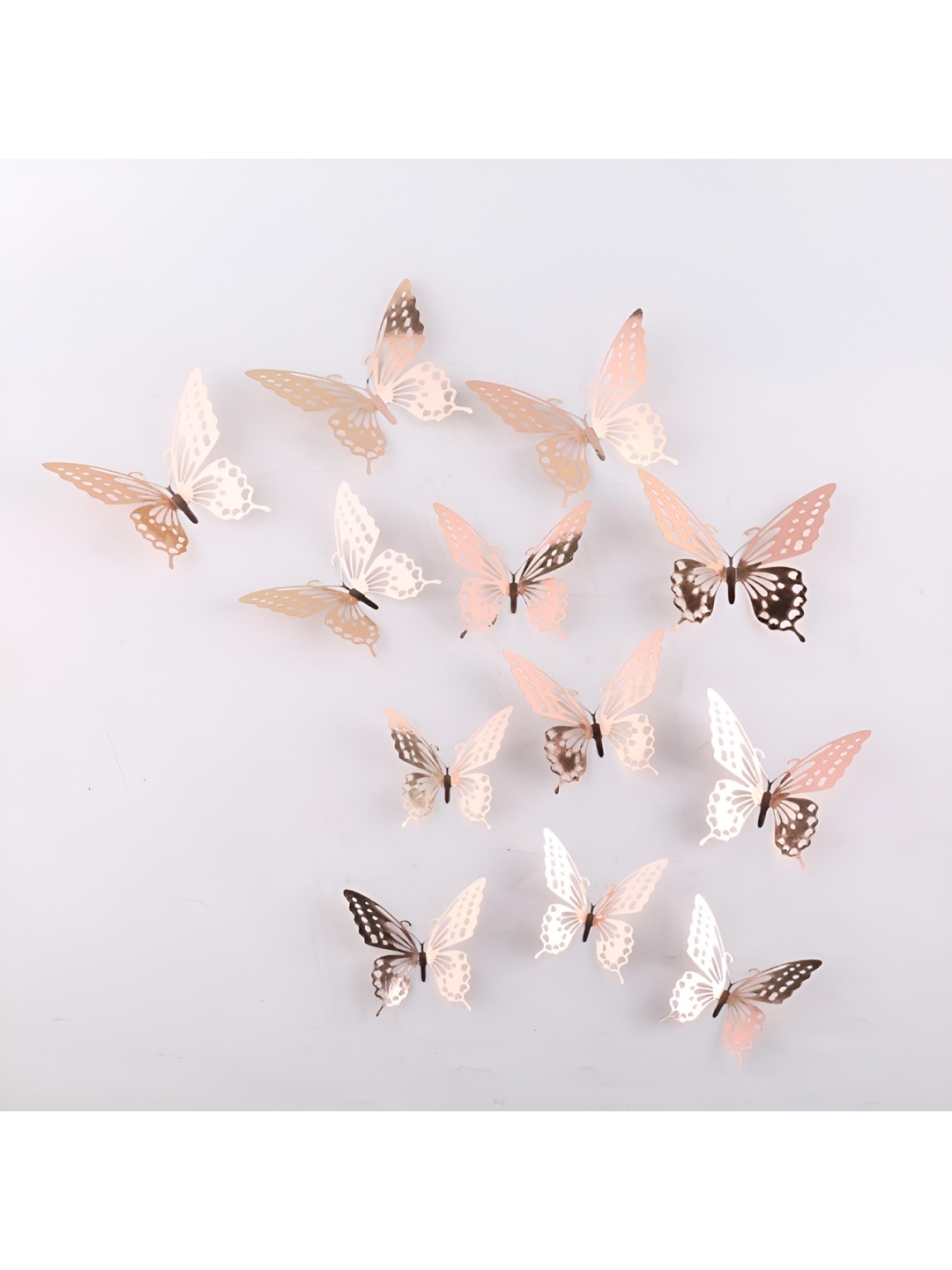 

Jaamso Royals Rose Gold 12 Pieces Glossy Waterproof Self Adhesive Butterfly Wall Stickers