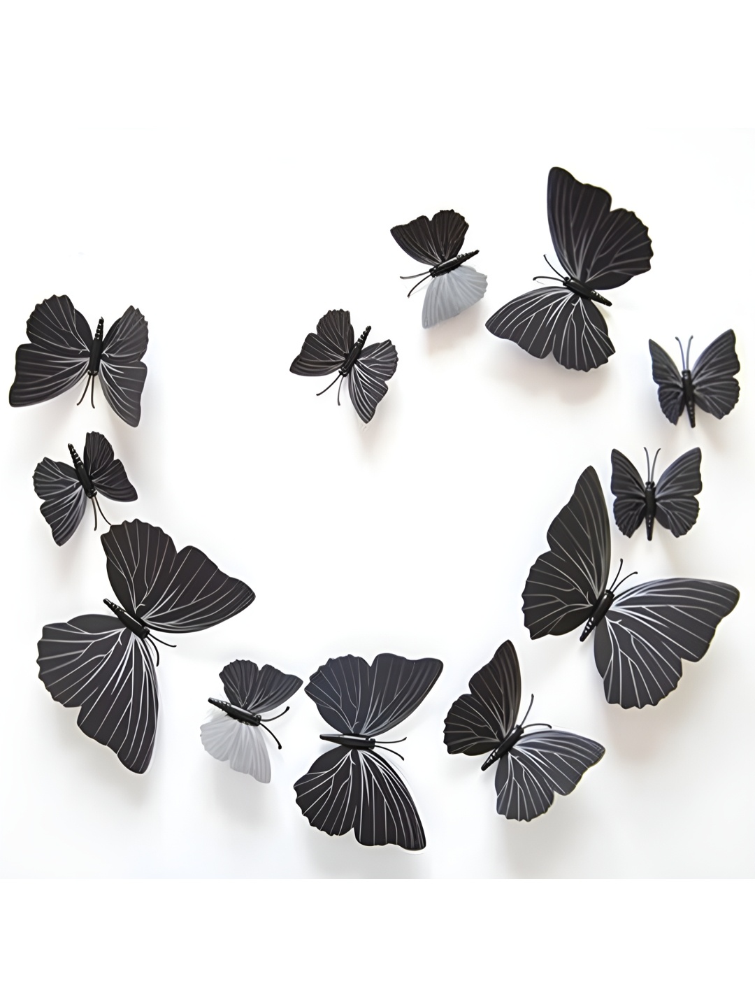 

Jaamso Royals Black & White 12 Pieces Butterfly Printed Wall Stickers