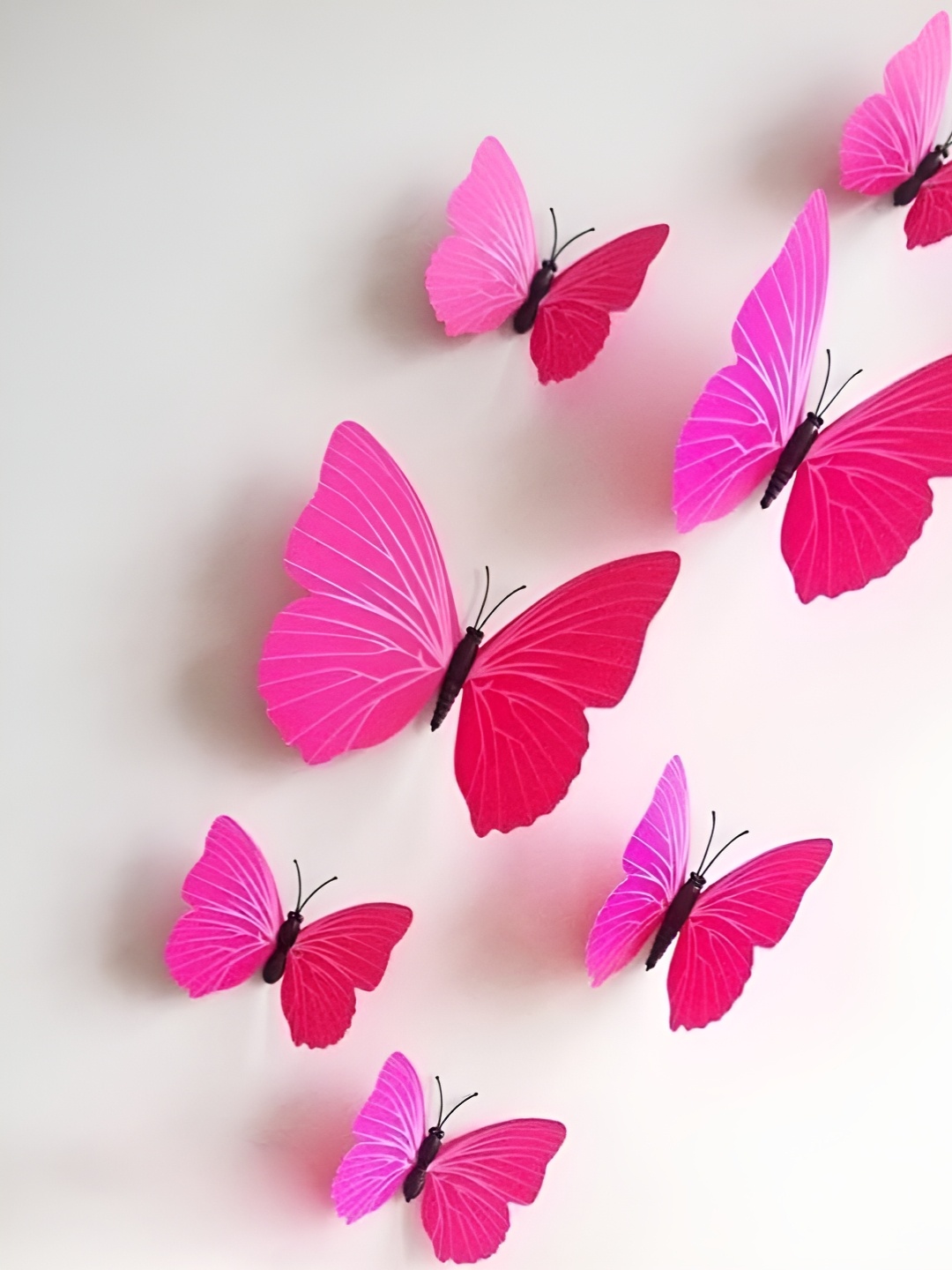 

Jaamso Royals Pink & White 12 Pieces Textured Butterfly Wall Stickers