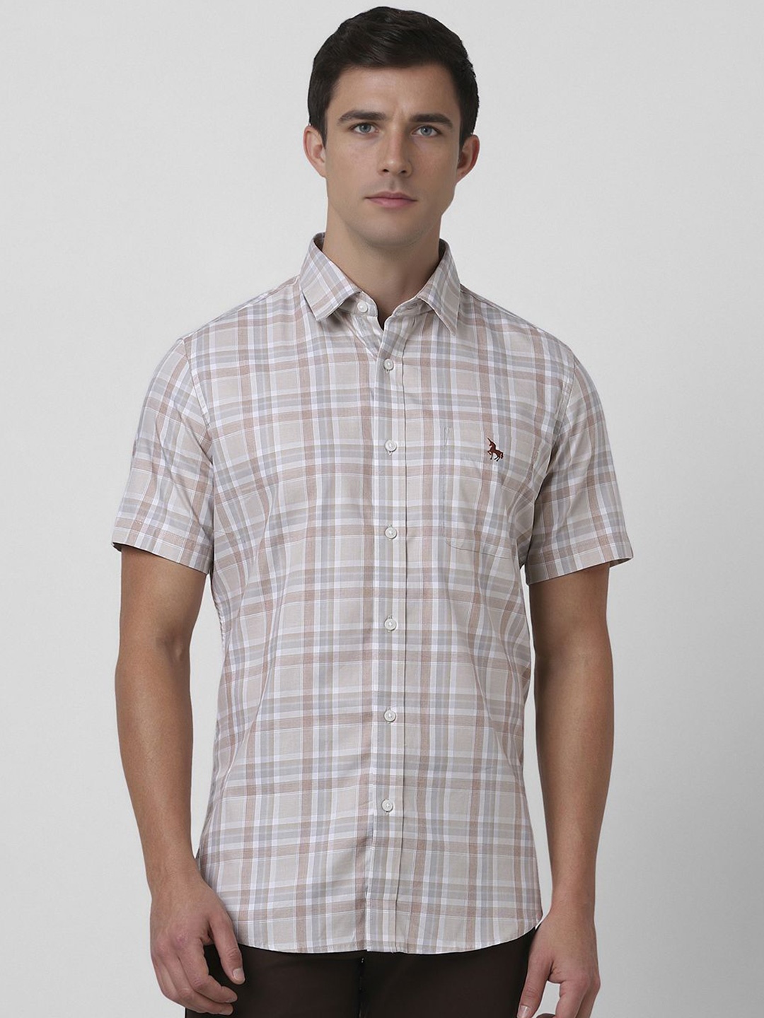 

Van Heusen Sport Men Slim Fit Checked Cotton Casual Shirt, Grey