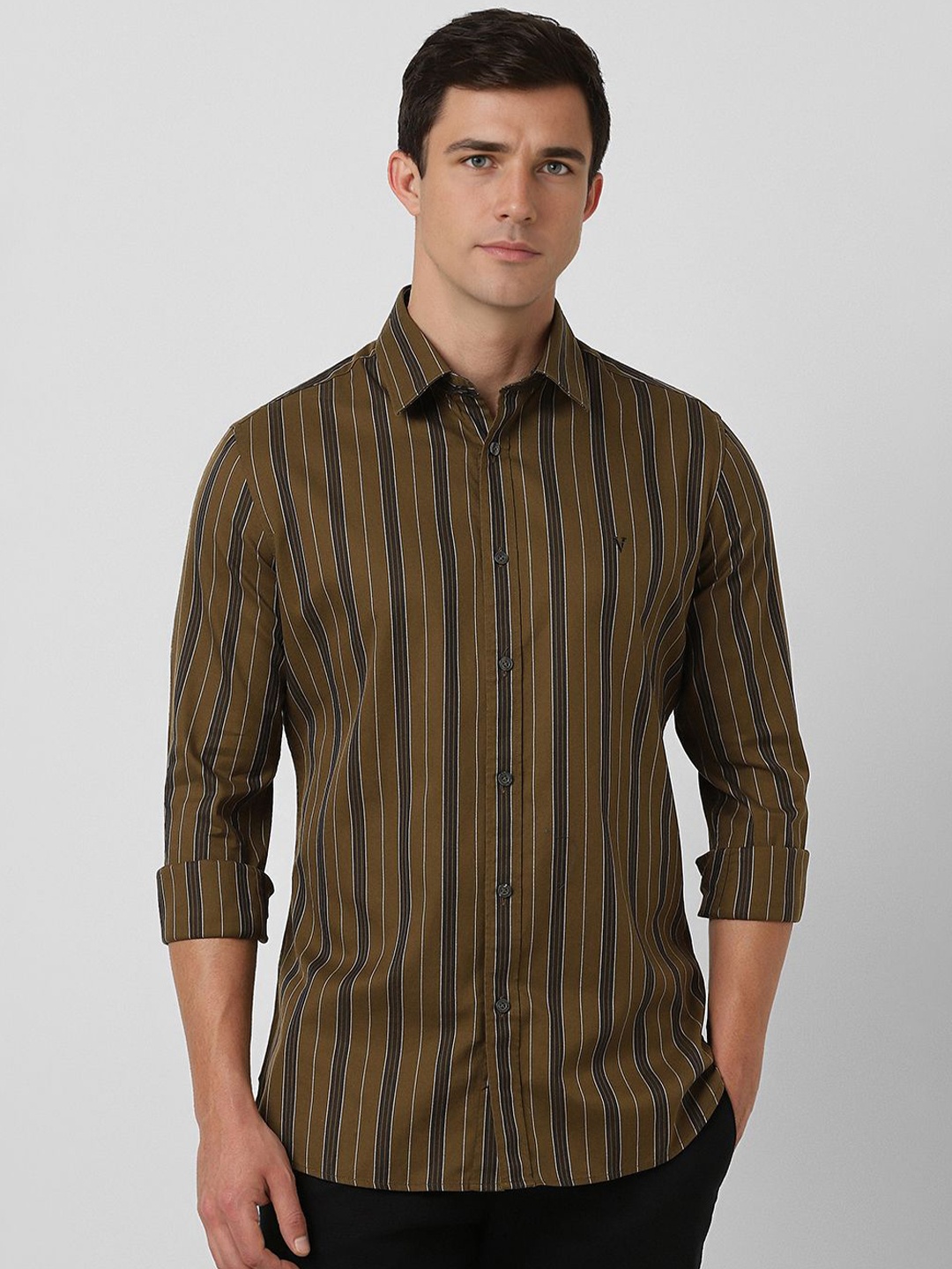 

Van Heusen Sport Men Slim Fit Striped Cotton Casual Shirt, Olive