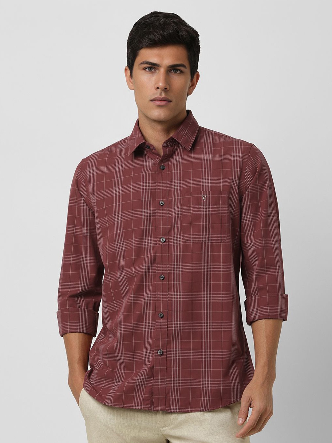 

Van Heusen Sport Men Slim Fit Tartan Checked Casual Shirt, Maroon