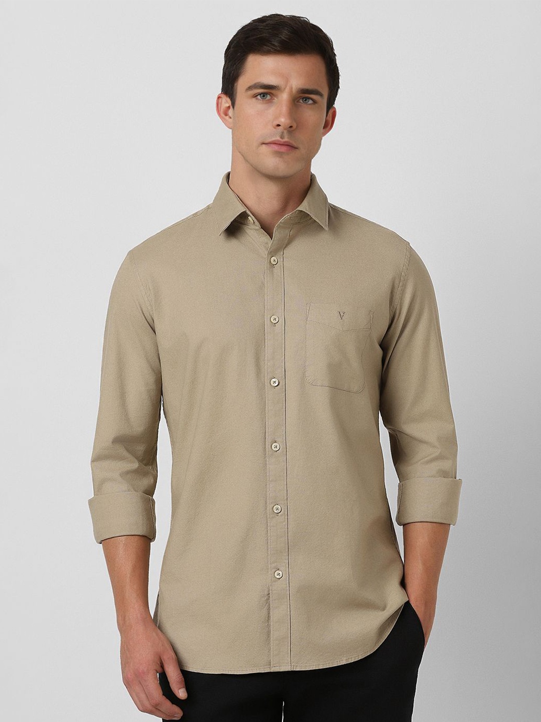 

Van Heusen Sport Men Slim Fit Textured Cotton Casual Shirt, Khaki