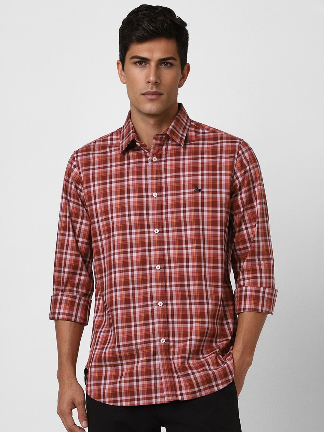 

Van Heusen Sport Men Slim Fit Checked Cotton Casual Shirt, Red