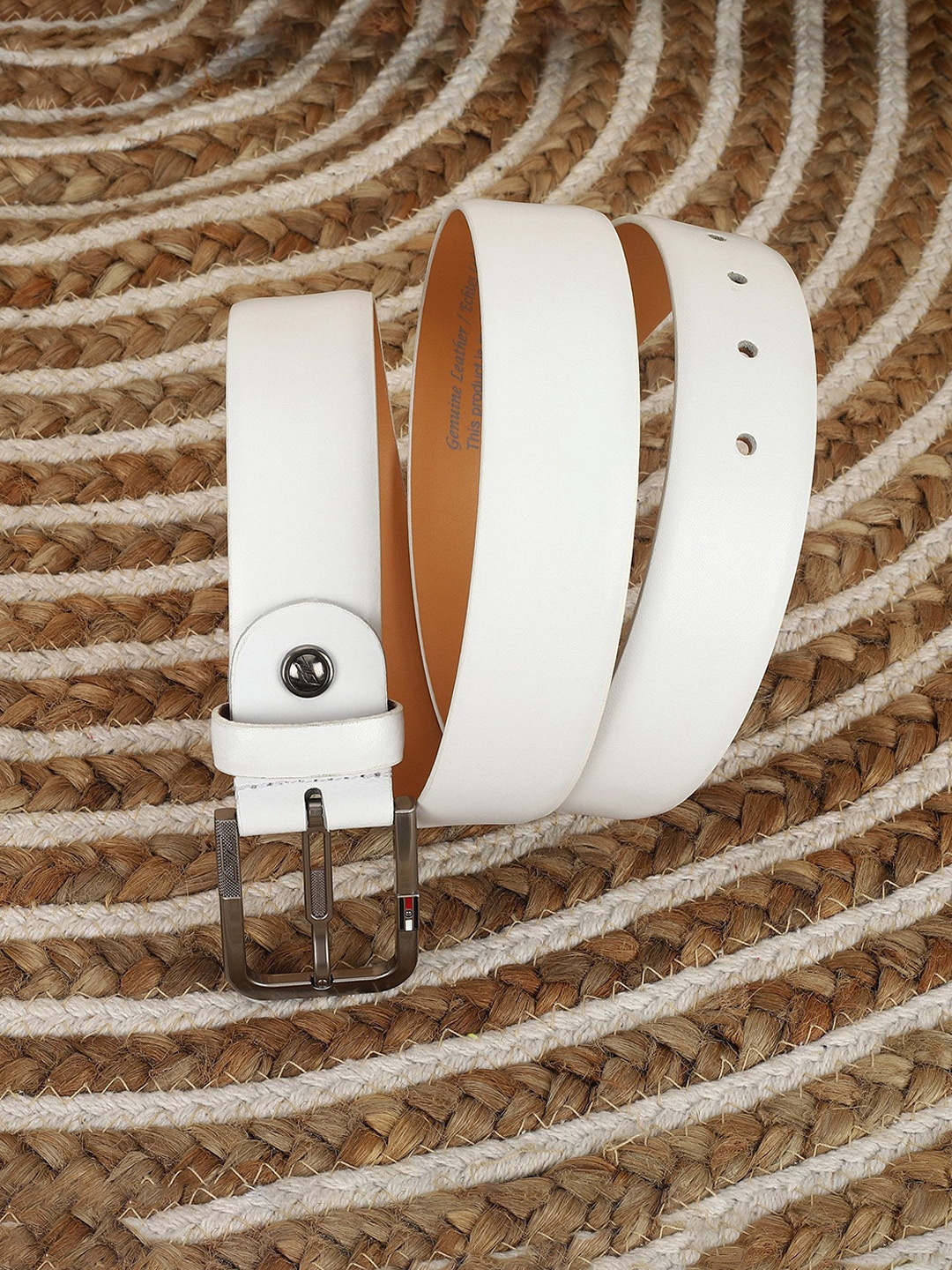

GIL Men Leather Belt, White