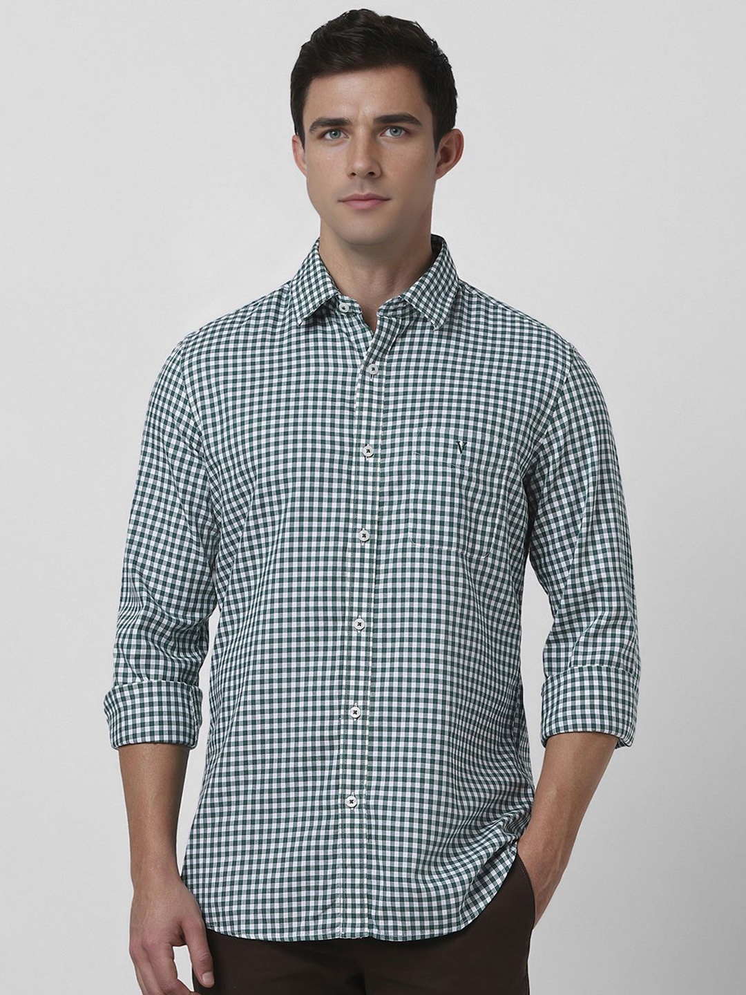 

Van Heusen Sport Men Slim Fit Micro Checked Cotton Casual Shirt, White