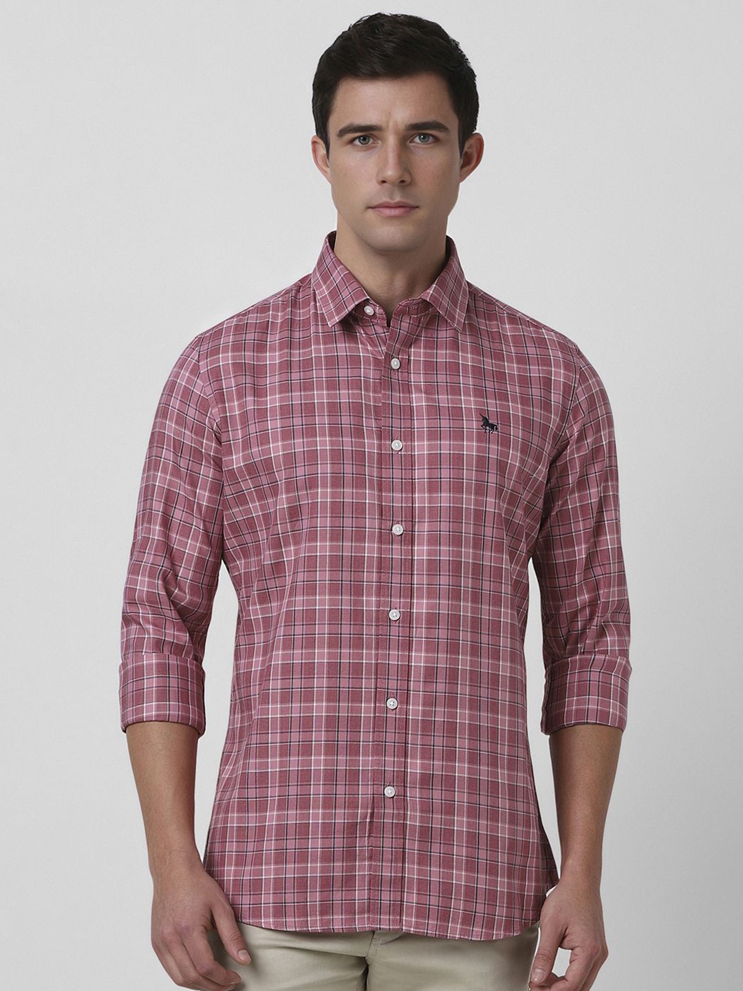 

Van Heusen Sport Men Slim Fit Checked Cotton Casual Shirt, Pink