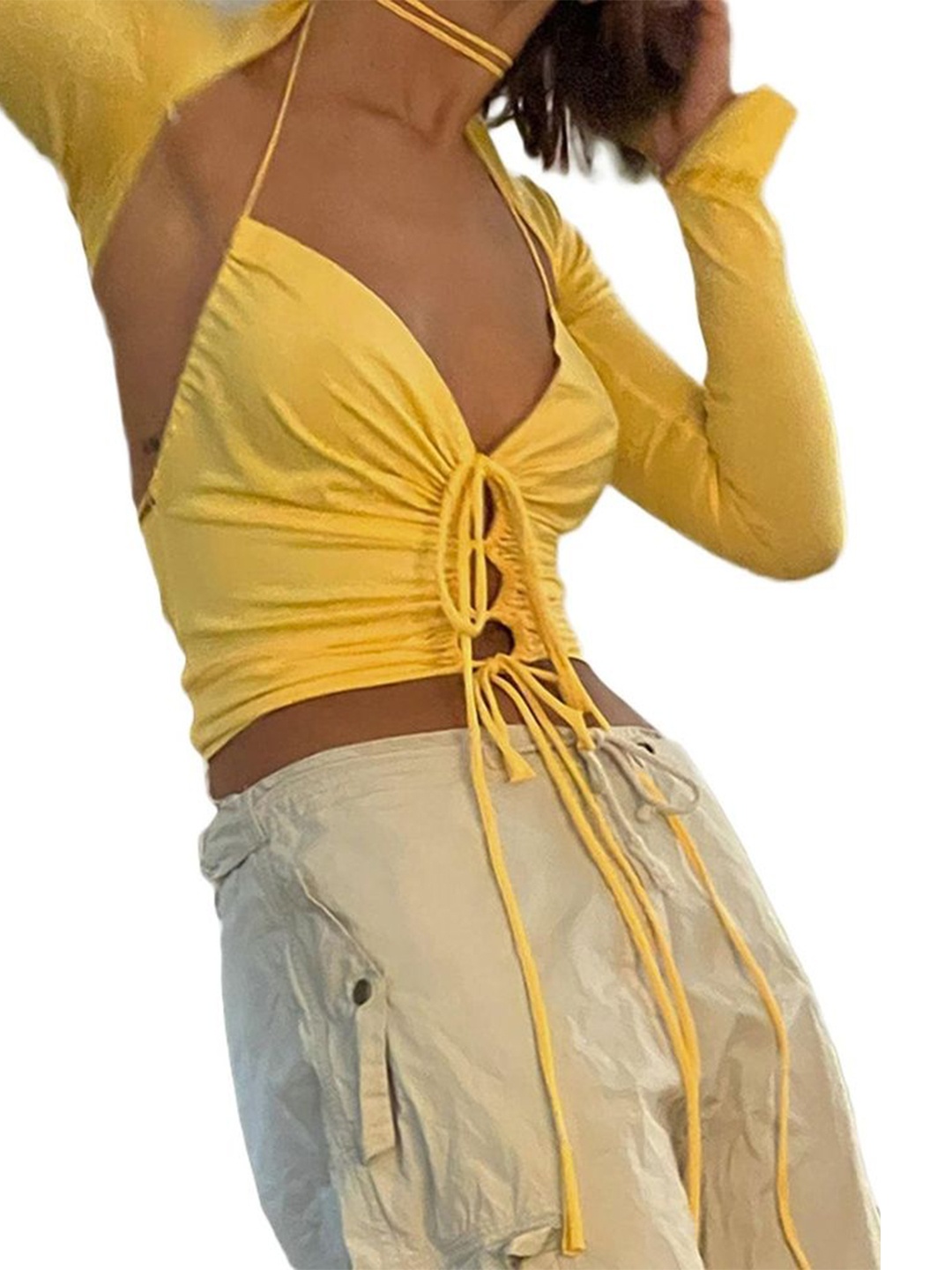 

LULU & SKY Women Bralette Crop Top, Yellow