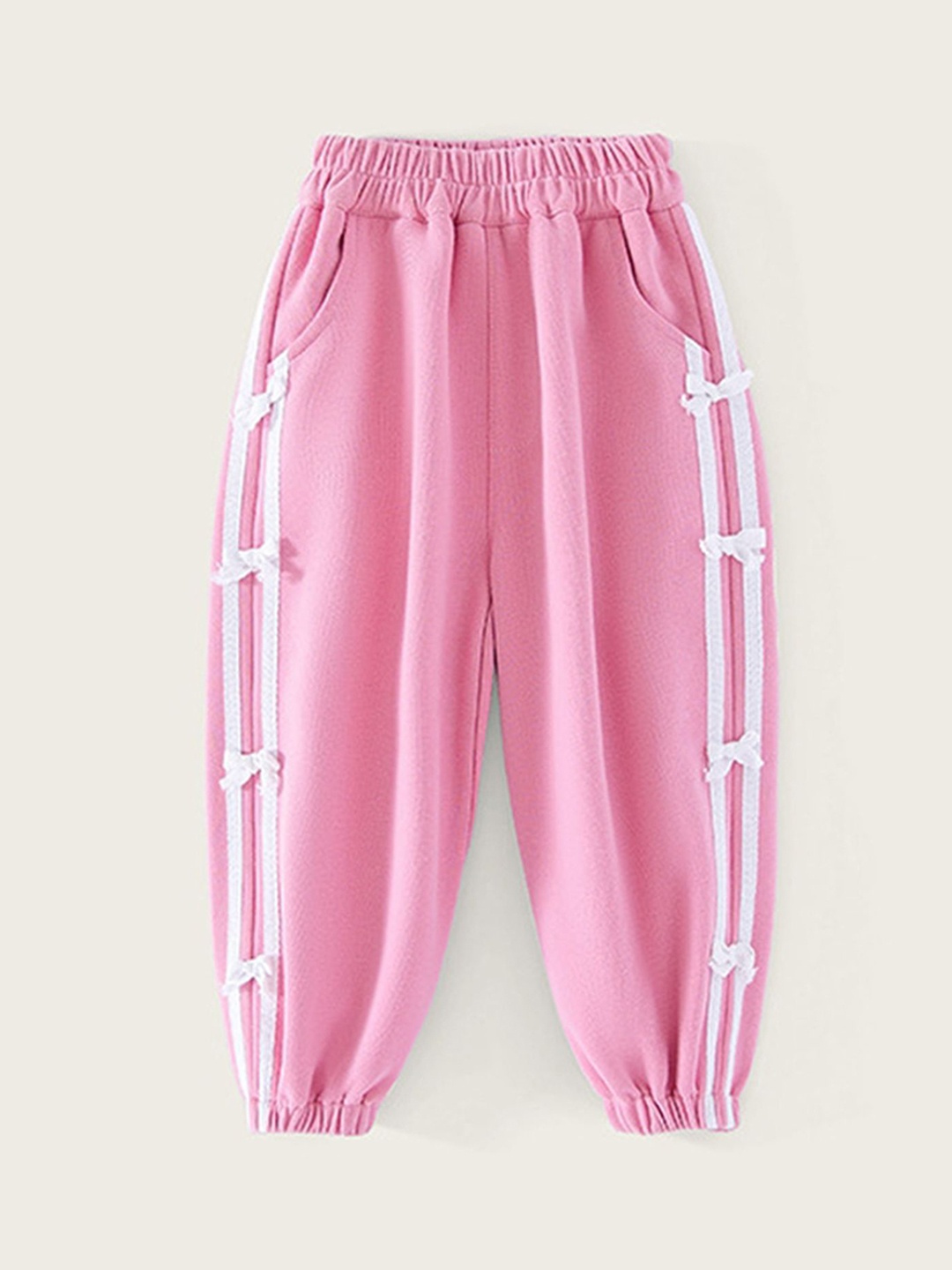 

LULU & SKY Girls Tapered Fit High-Rise Joggers Trousers, Pink