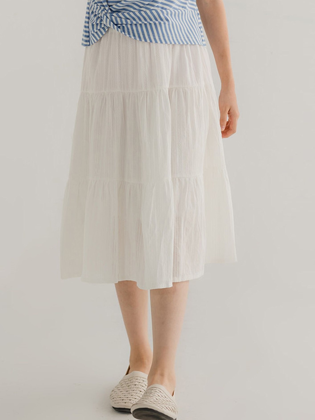 

LULU & SKY Girls Tiered Midi Skirt, White