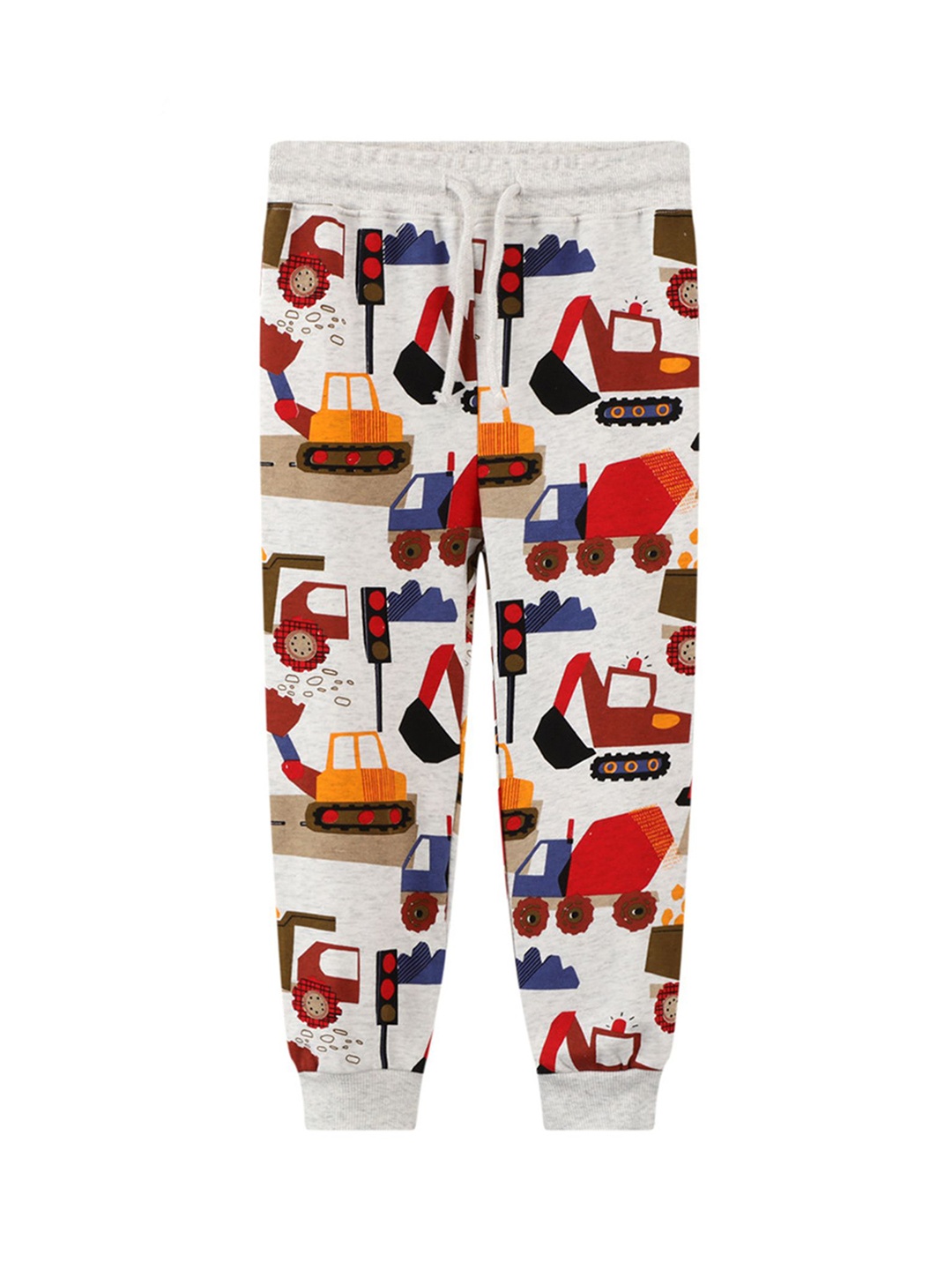 

LULU & SKY Boys Printed Tapered Fit High-Rise Joggers Trousers, Grey
