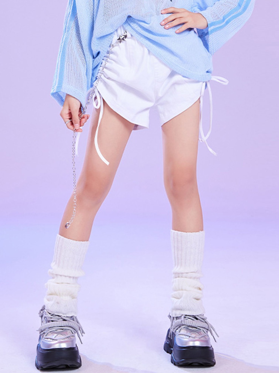 

LULU & SKY Girls High-Rise Shorts, White