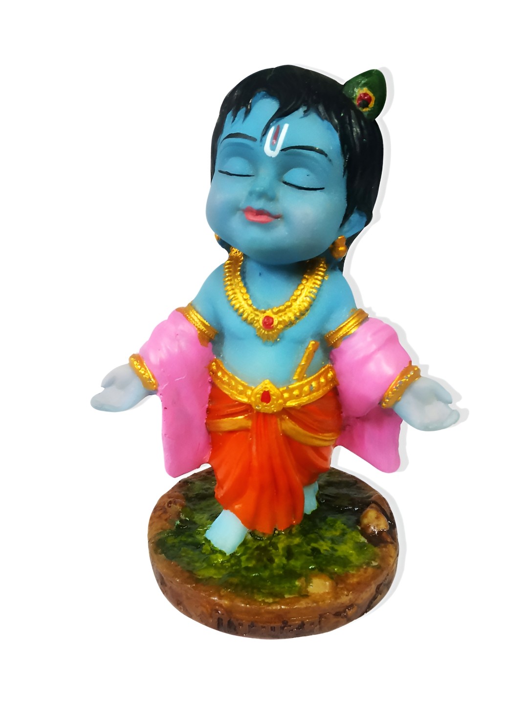 

Adhvik Blue & Pink Bal Krishna Kahna Religious Figurine Showpiece