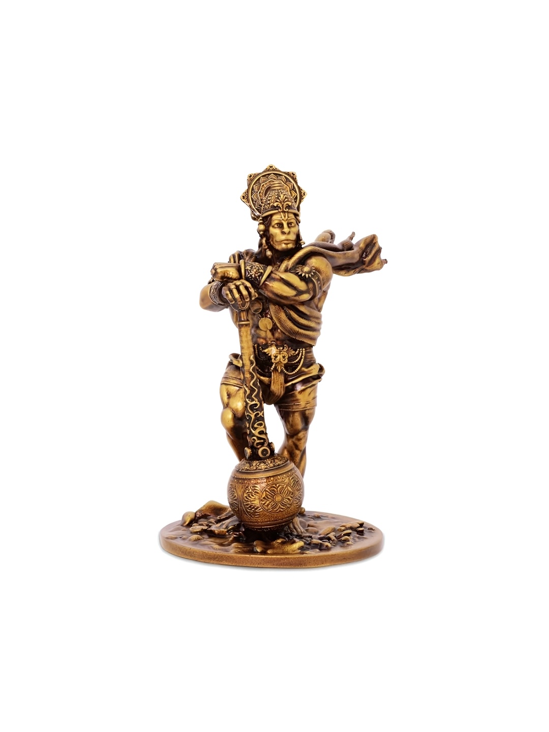 

Adhvik Gold-Toned Bahubali Hanuman Ji Religious Figurine Showpiece