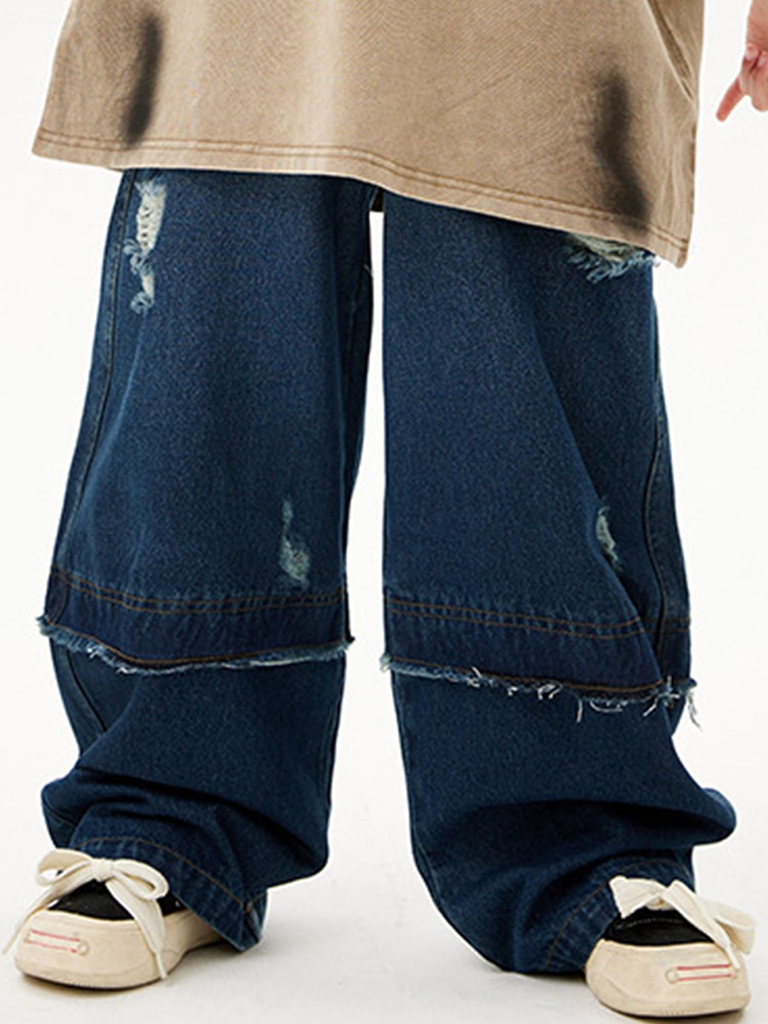 

LULU & SKY Kids Straight Fit High-Rise Low Distress Jeans, Blue