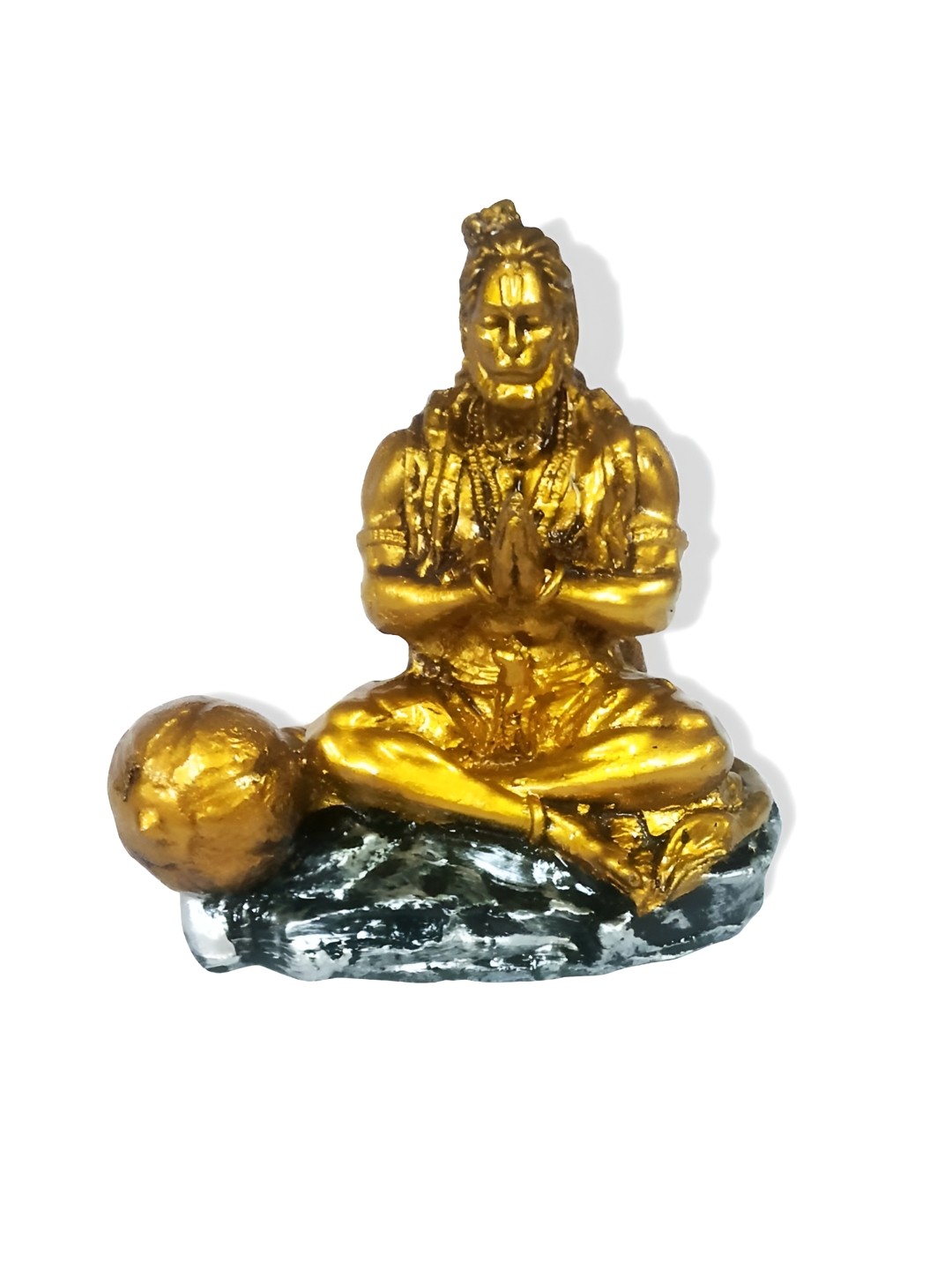 

Adhvik Gold-Toned Meditating Hanuman Ji Murti Religious Figurine Showpiece