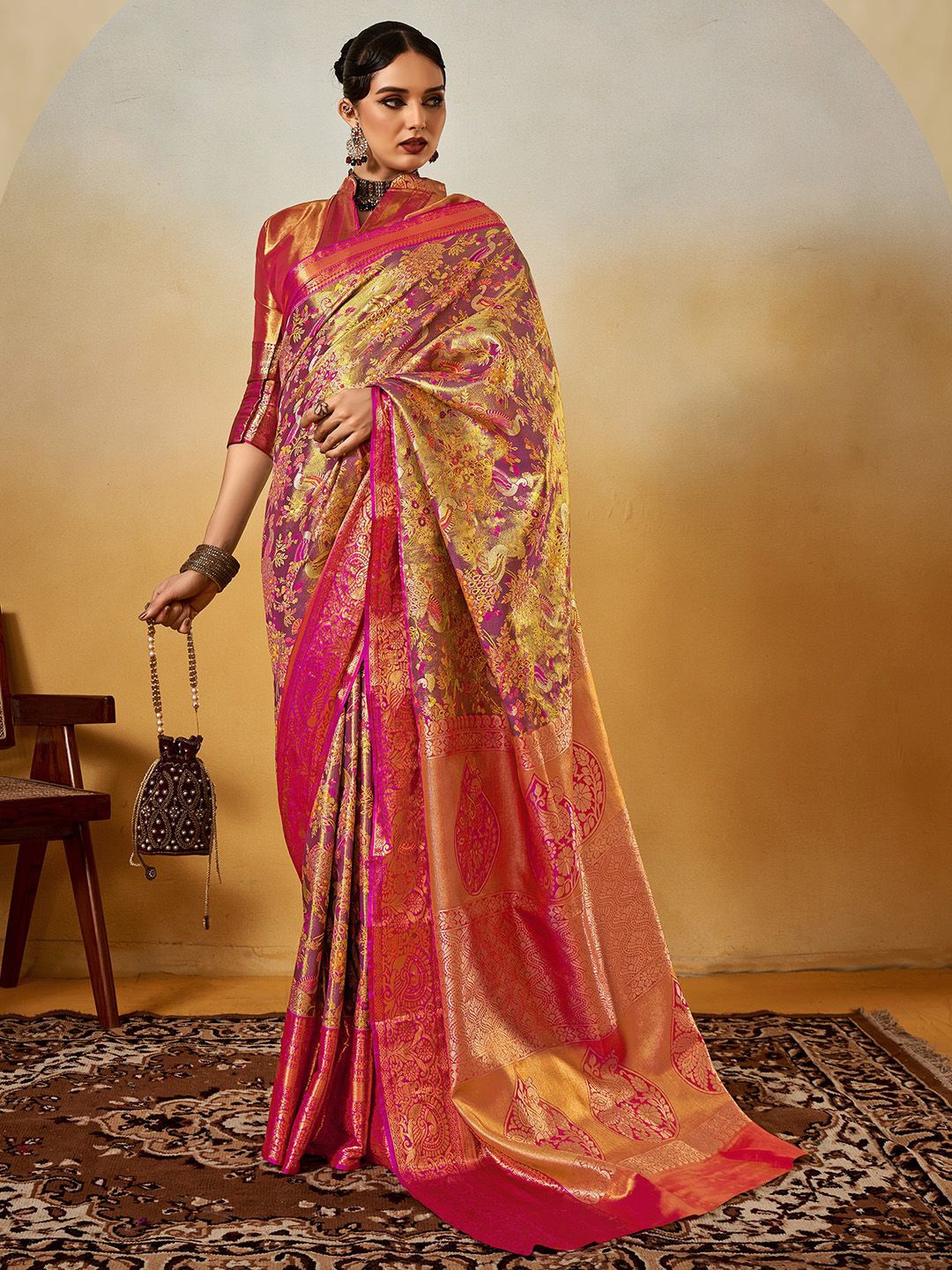 

Ishin Ethnic Motifs Woven Design Zari Sarees, Red