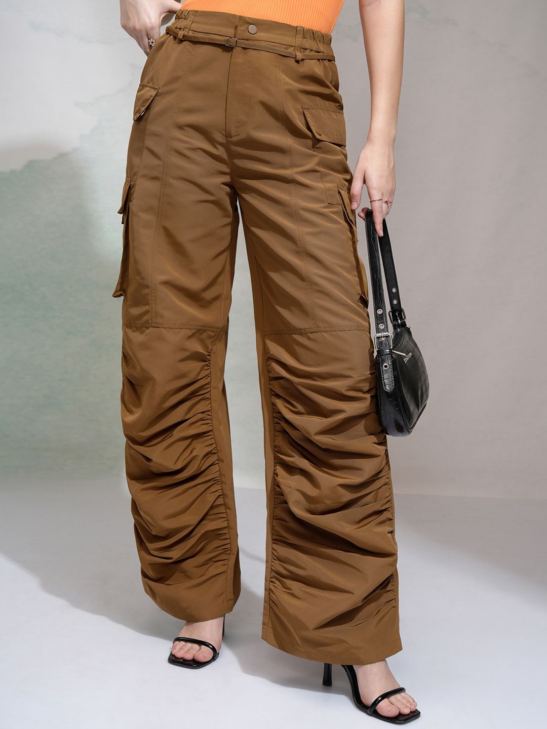 

Street By Tokyo Talkies Women Cargo Pants With Flap Pockets, Beige