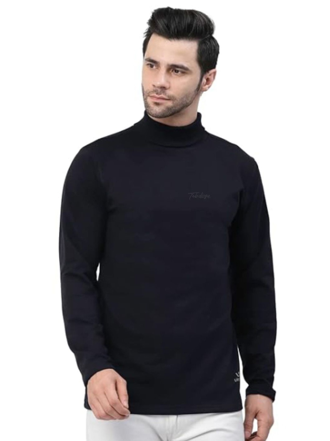 

TAB91 Men High Neck Full Sleeves Sweatshirt, Navy blue