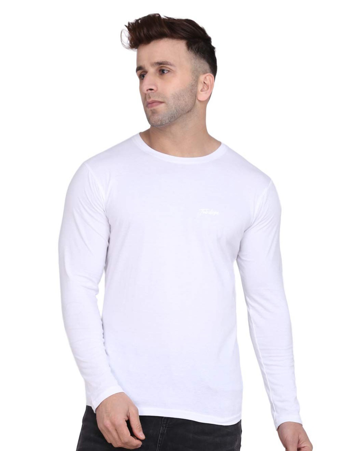 

TAB91 Men Round Neck Long Sleeves T- Shirts, White