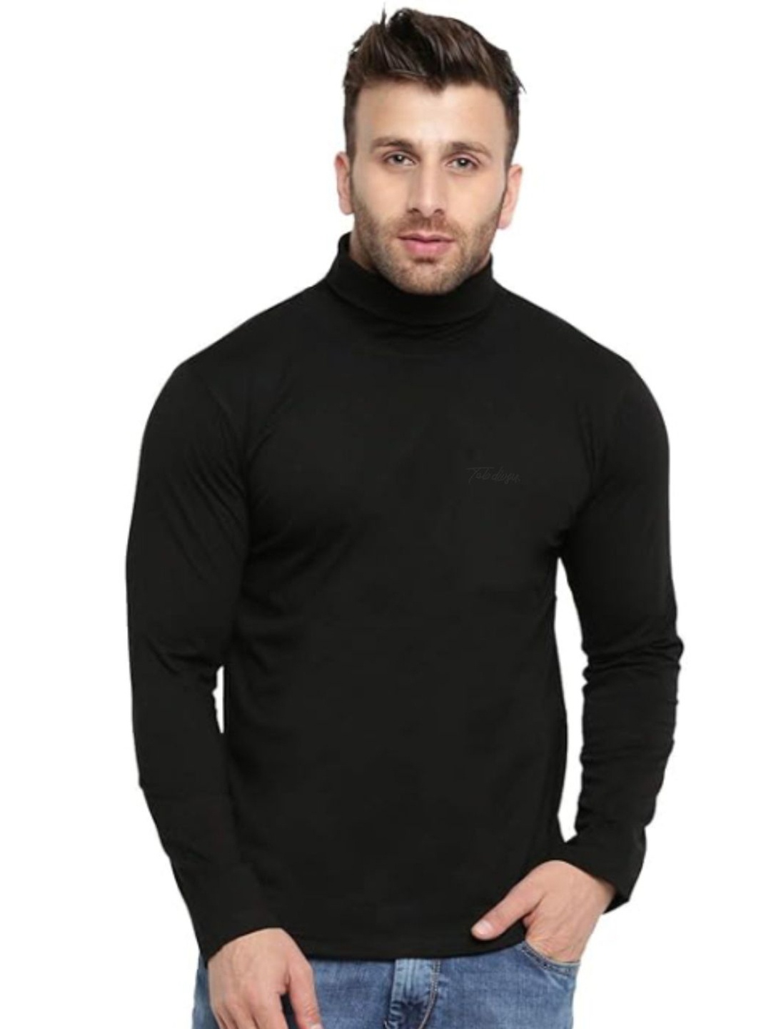 

TAB91 Men High Neck Sweatshirt, Black