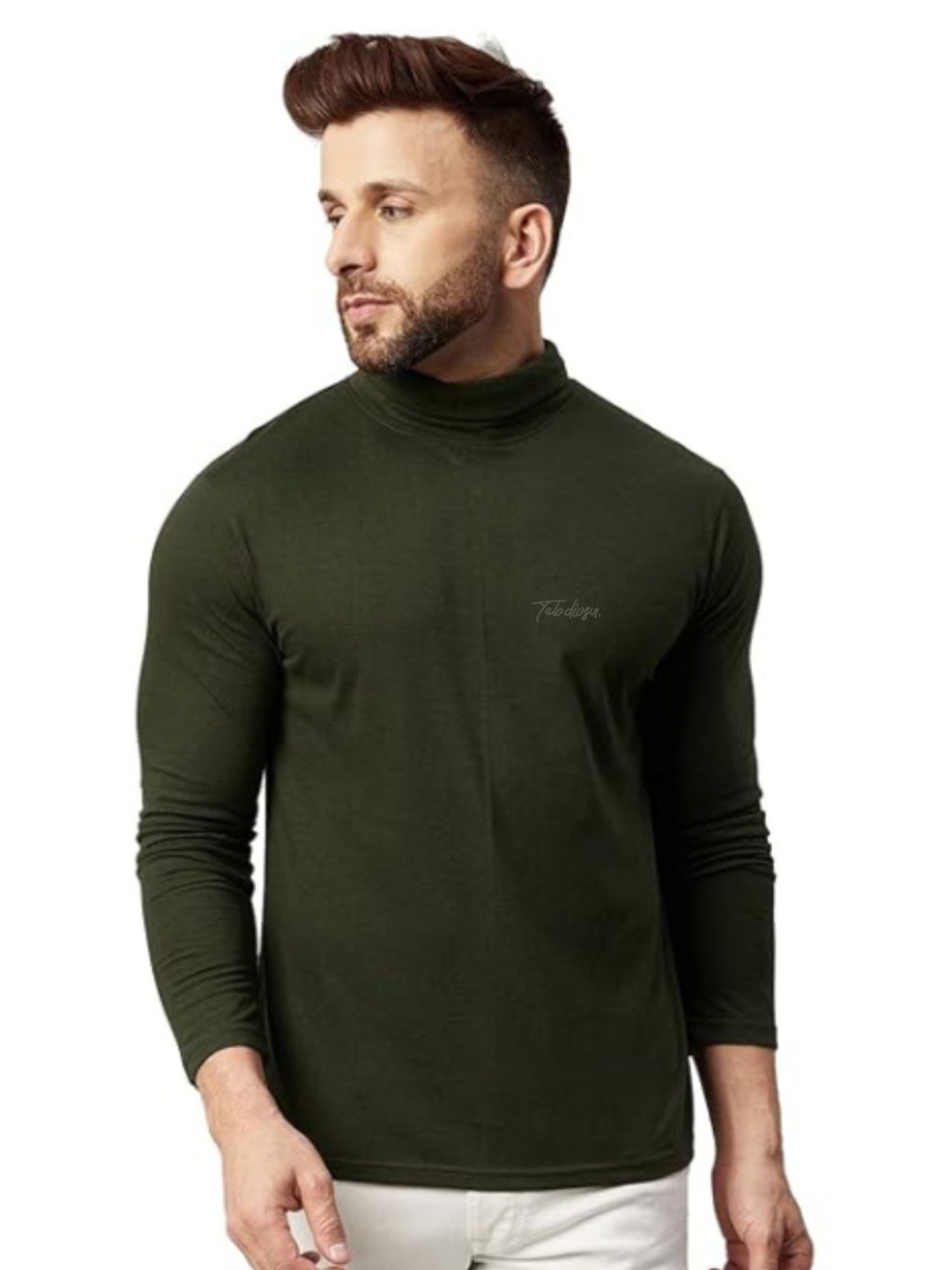 

TAB91 Men High Neck Full Sleeves Sweatshirt, Green