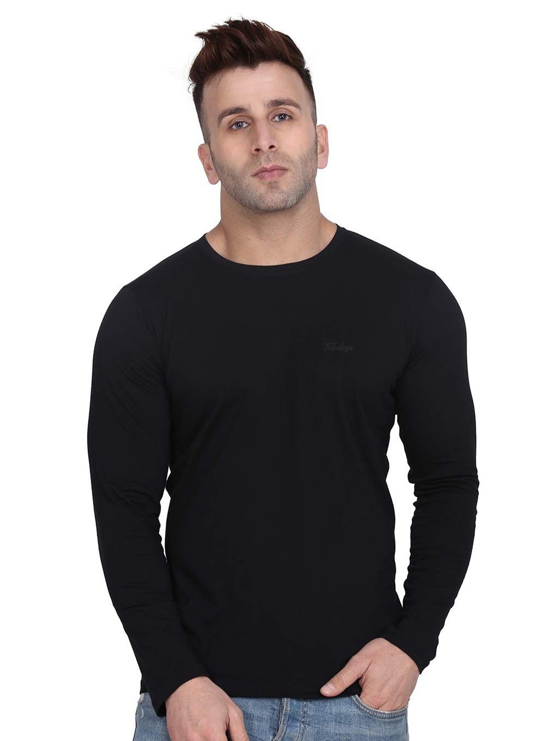 

TAB91 Men Brand Logo Embroidered Pullover Sweatshirt, Black