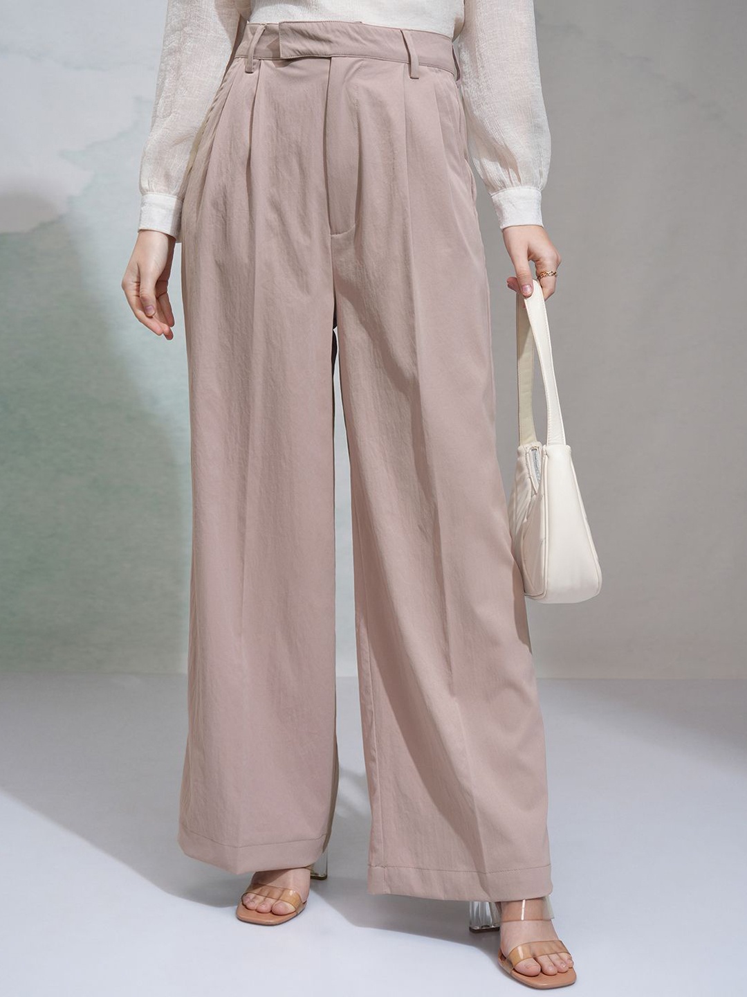 

Chic BY Tokyo Talkies Women Straight Pant With Back Flap Pockets, Pink