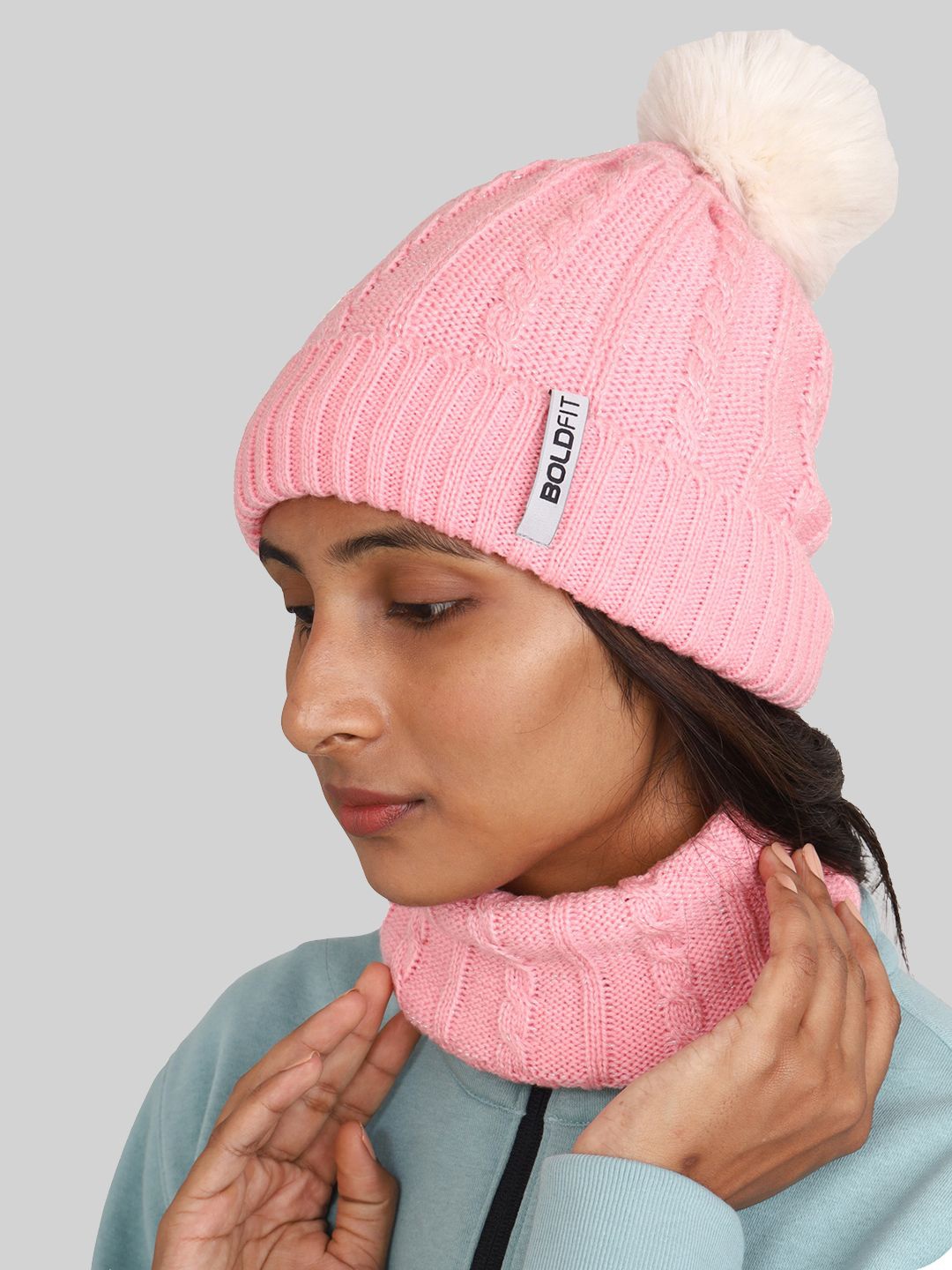 

BOLDFIT Women Winter Woollen Beanie, Pink