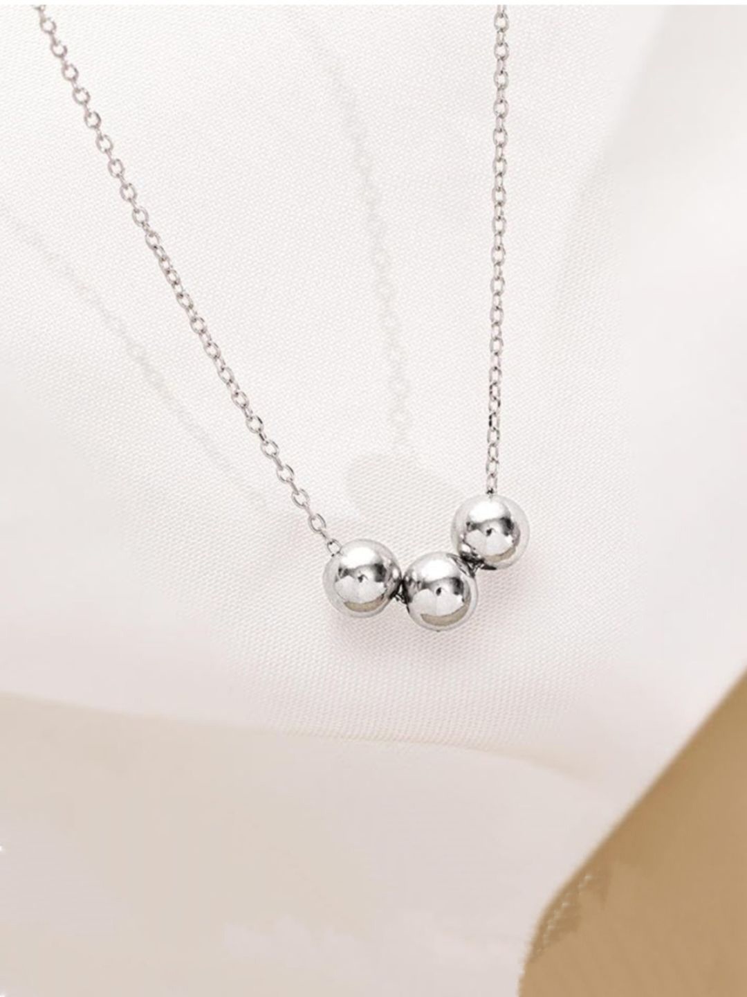 

V FASHION JEWELLERY 9298 Silver-Plated Stainless Steel Ball Chain