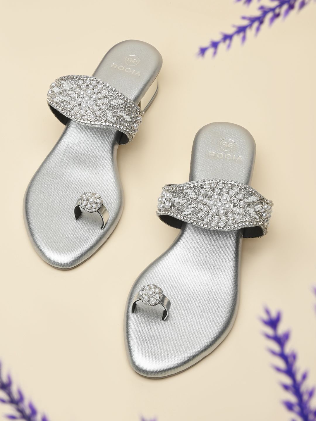 

Rocia Women Ethnic Block Sandals, Silver