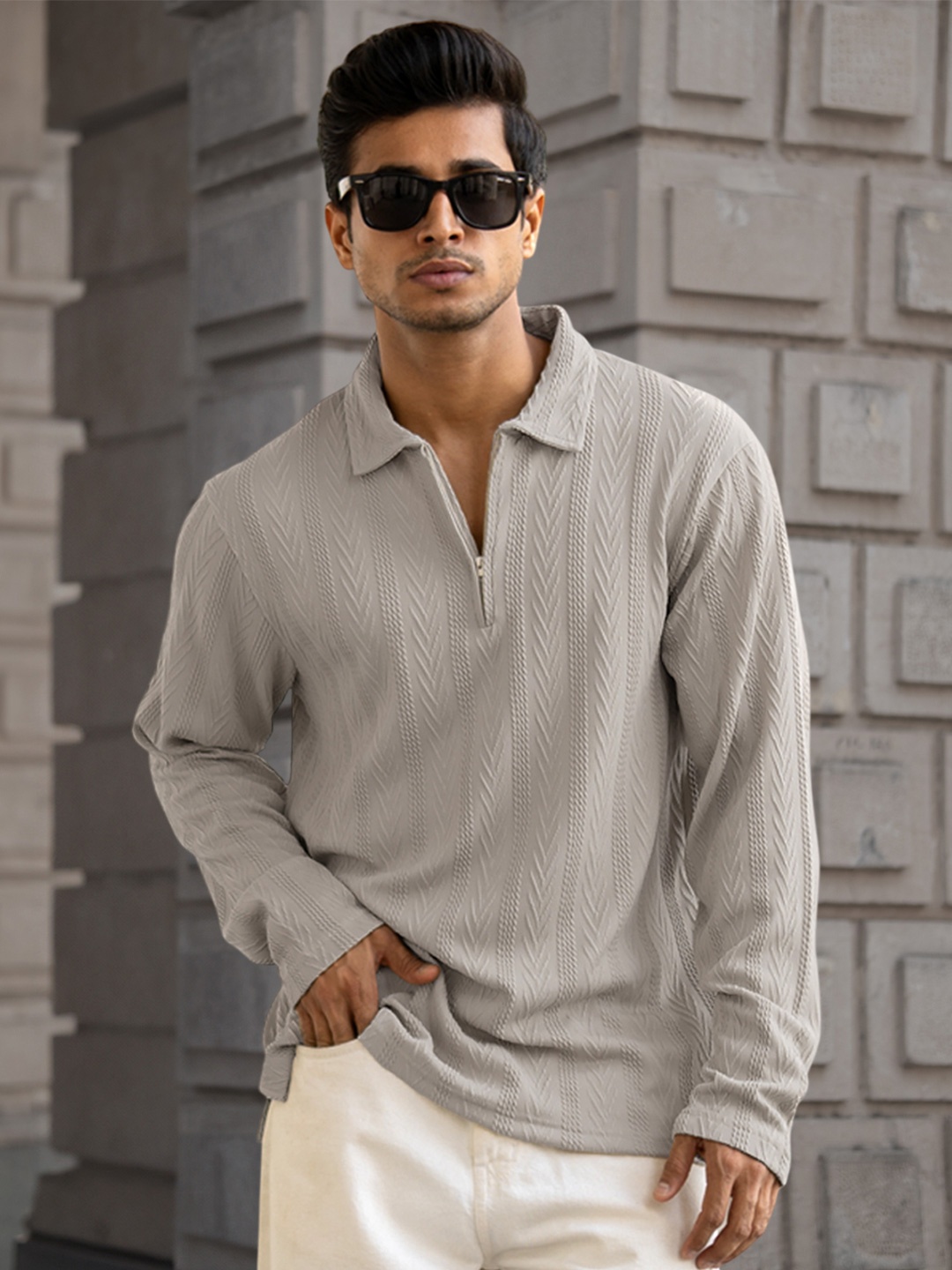 

Powerlook Men Polo Collar T-shirt, Grey