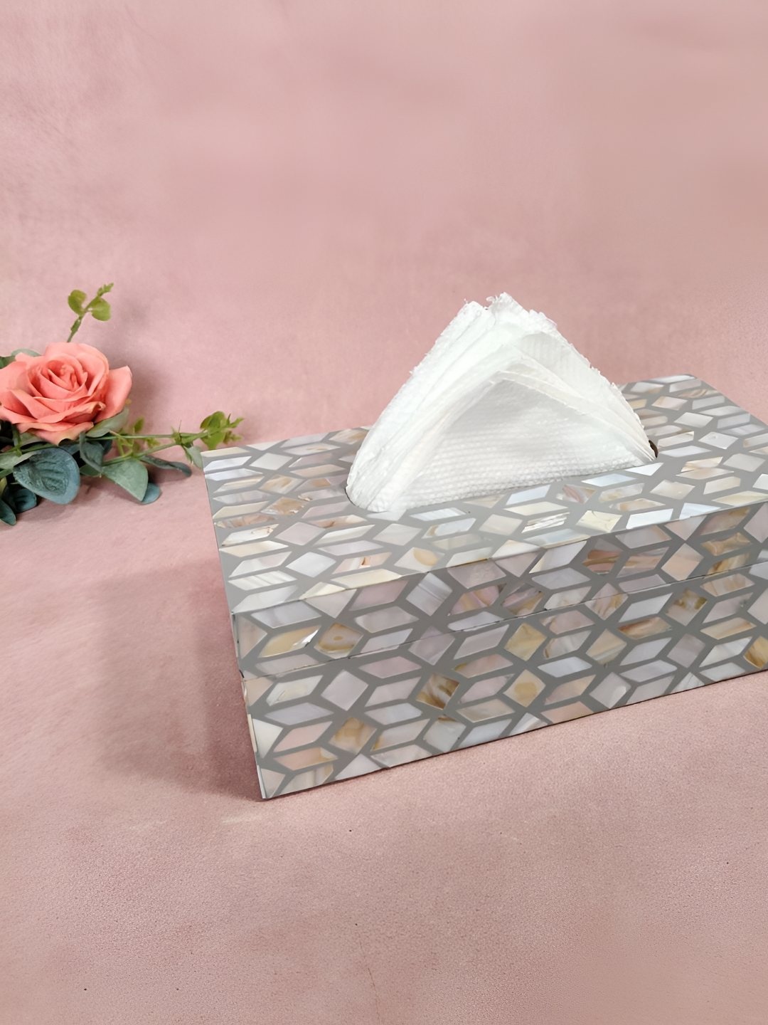 

THE HOME CO. Grey Rectangle Shaped Wooden Tissue Holder