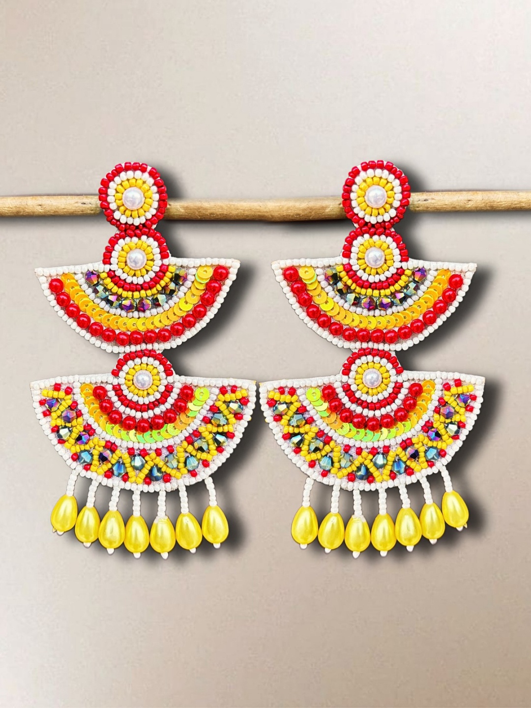 

UnfoldSelf Beaded Contemporary Drop Earrings, Yellow