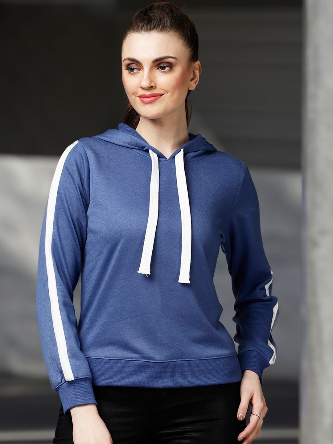 

STYLECAST X KASSUALLY Women Hooded Sweatshirt, Blue