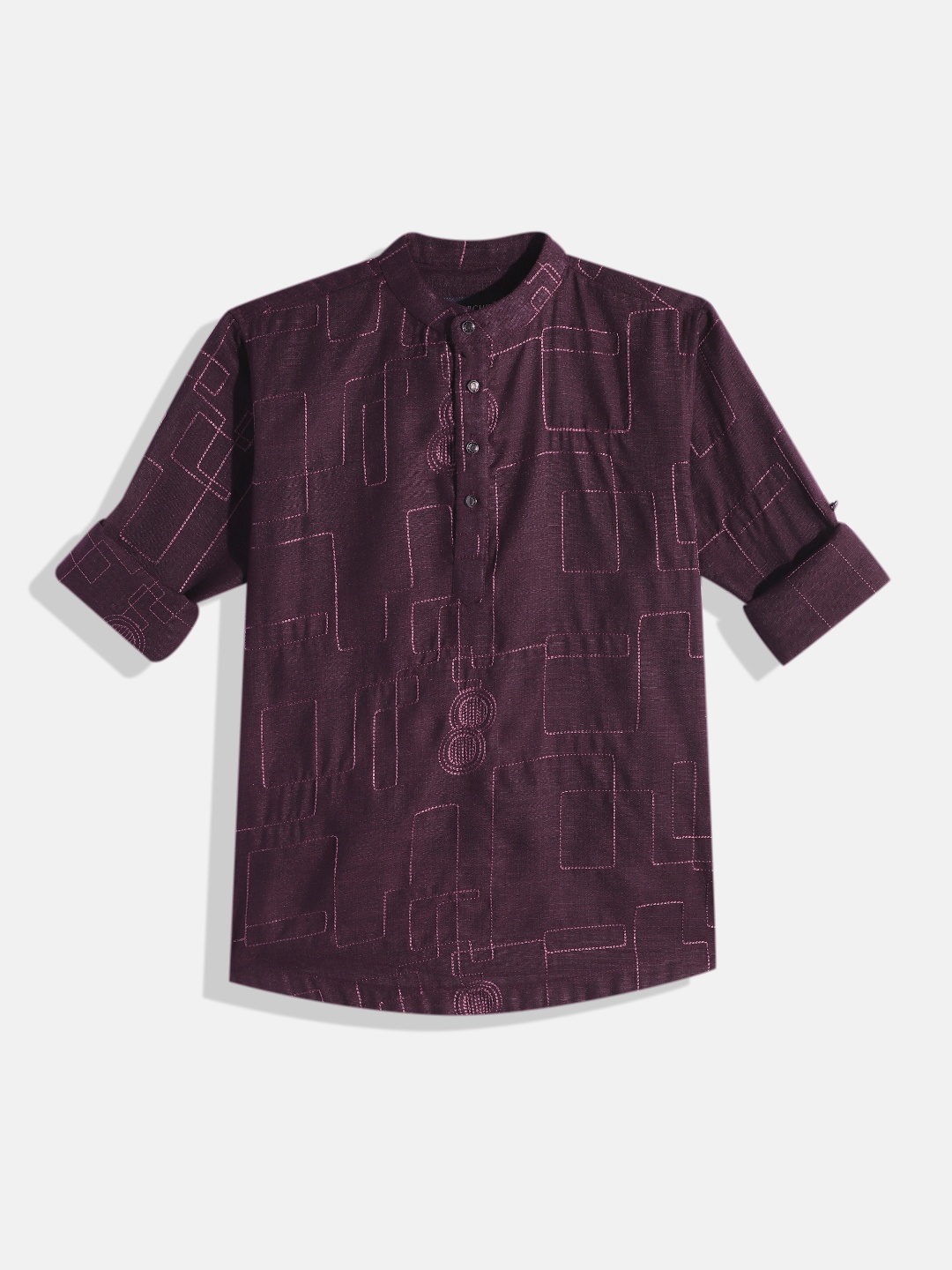 

CHARCHIT Boys Comfort Embroidered Pure Cotton Casual Shirt, Burgundy