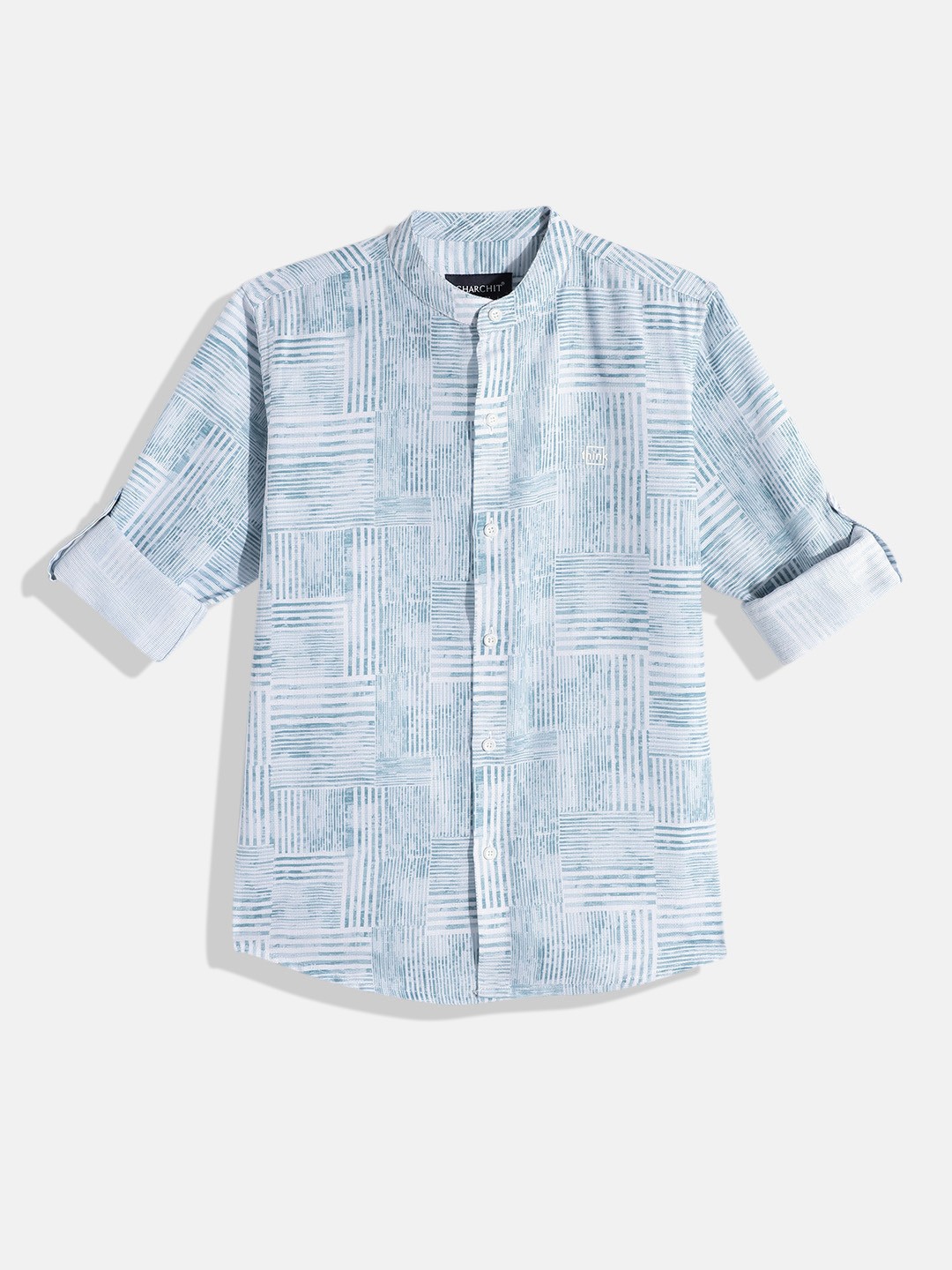 

CHARCHIT Boys Comfort Printed Pure Cotton Casual Shirt, Blue